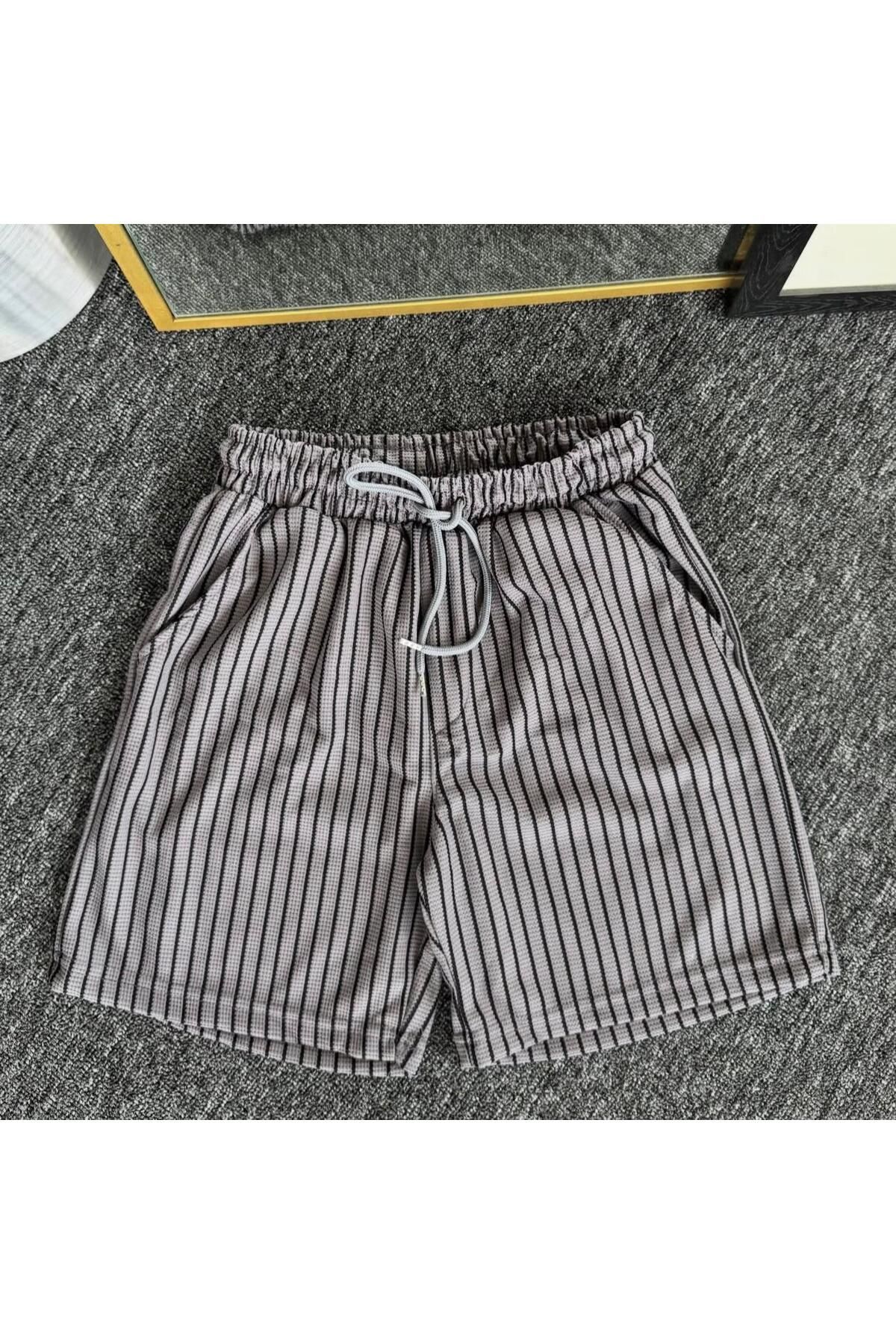 Risil-Nu Company Yeni Sezon Premium Pamuklu Petek Kumaş Kendinden Desenli Unisex Şort