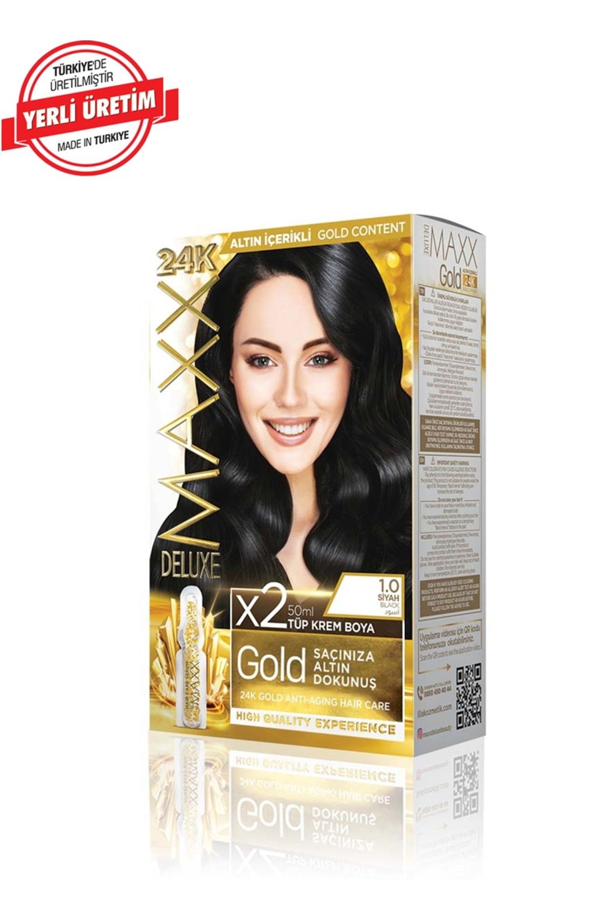 MUK's Beauty Tools Maxx Deluxe Gold Series Saç Boya Seti 2 Tüp Boya 2 Oksidan 30 Harika Renk Seçeneği