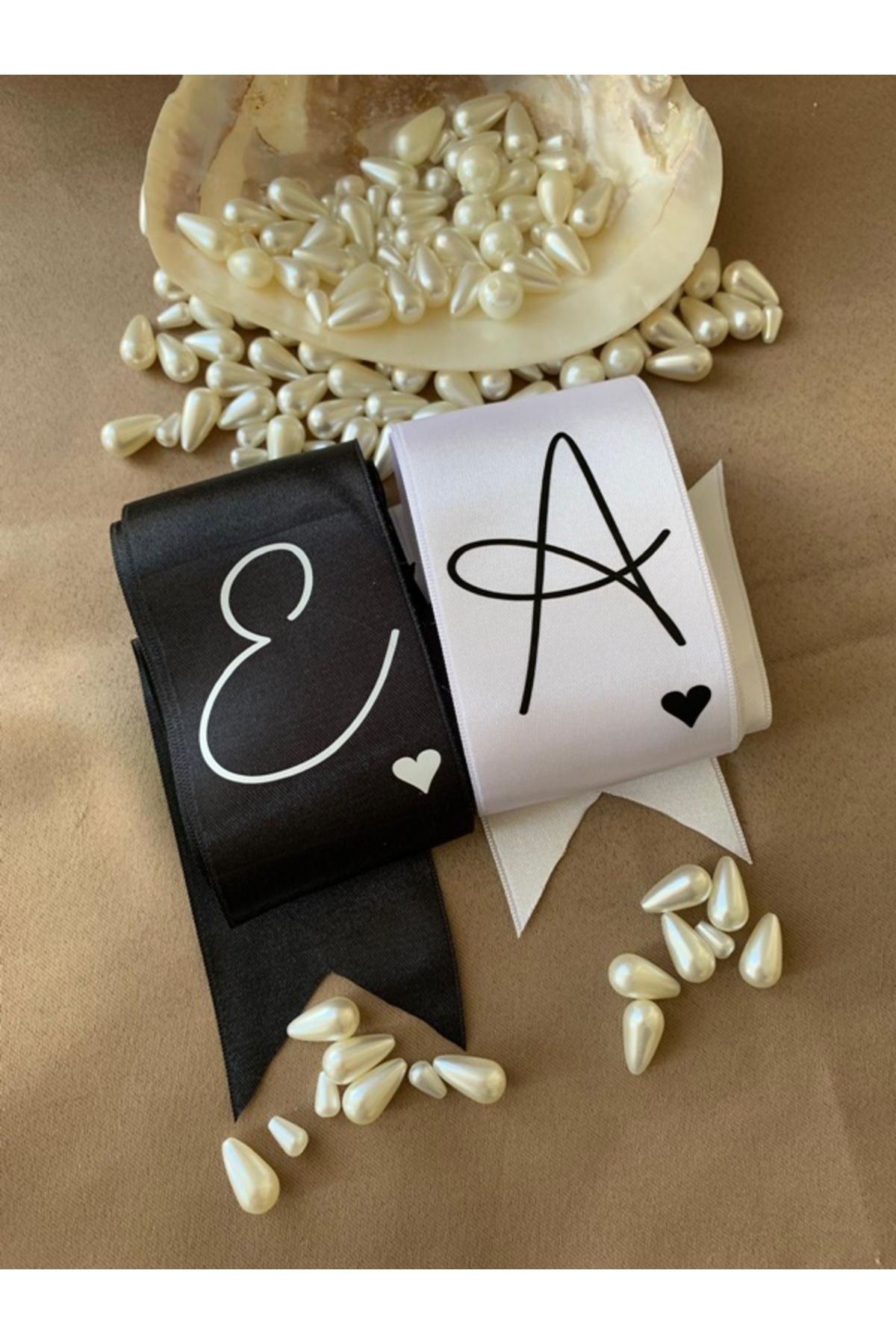 İsabella Accessories Gelin Damat İsimli Tören Takı Kurdelesi Kişiye Özel Baskılı 2 Adet 6cm Eninde 2 Metre Boyunda