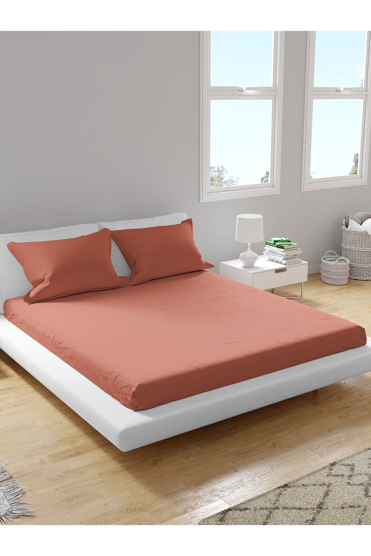 femmhome Premium %100 Pamuk Akfil Lastikli Çarşaf Takımı Tek/Çift/Battal (90/100/120/160/180) Flat Colors H-M