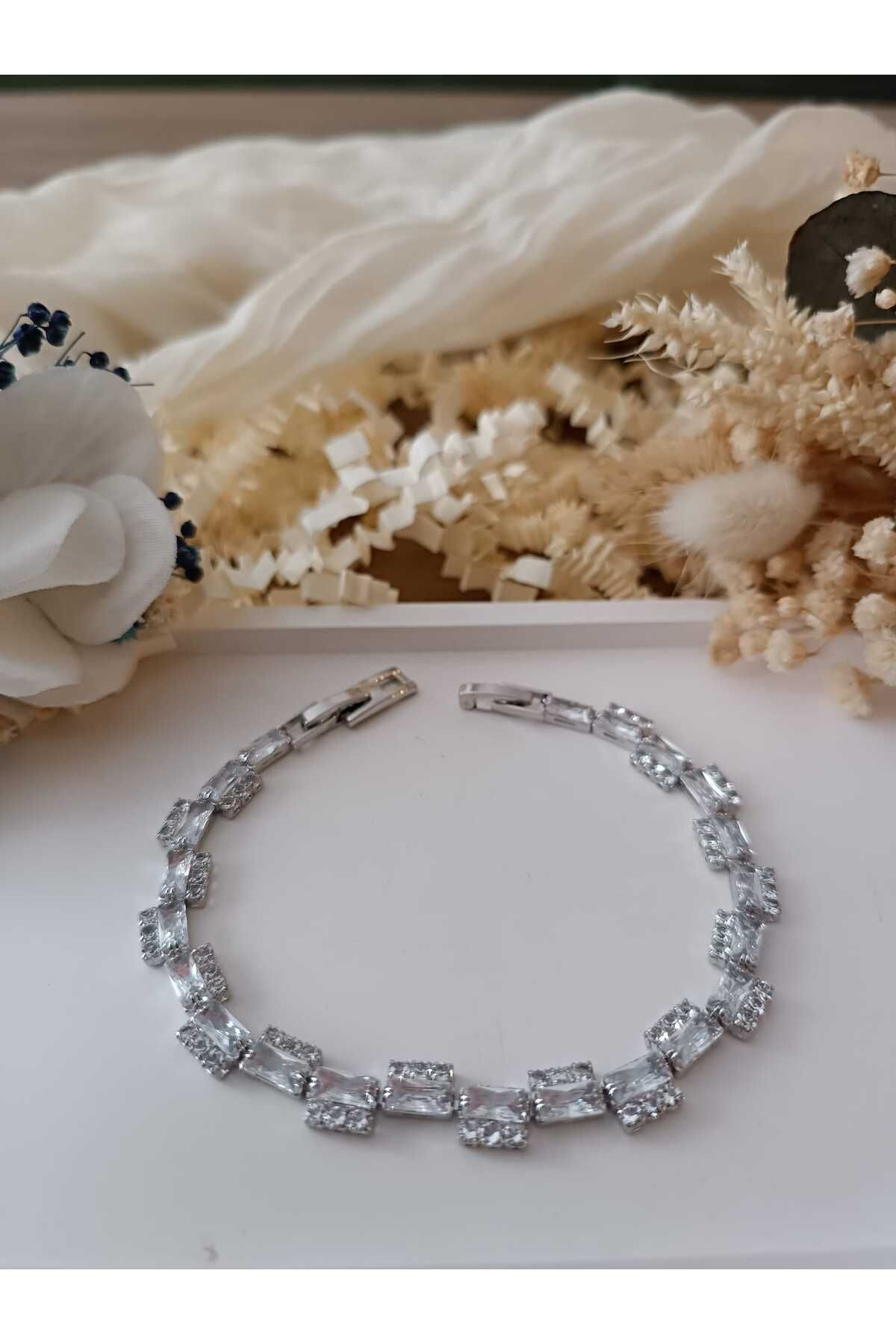 sessjewelry Silver Zirkon Taşlı Su Yolu Bileklik