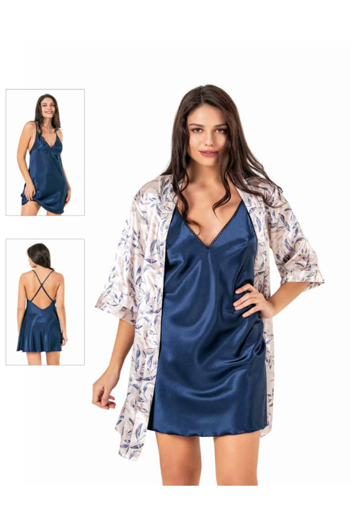 Genel Markalar İç Giyim MOONGİRL Saten Kısa İkili Gecelik Takım