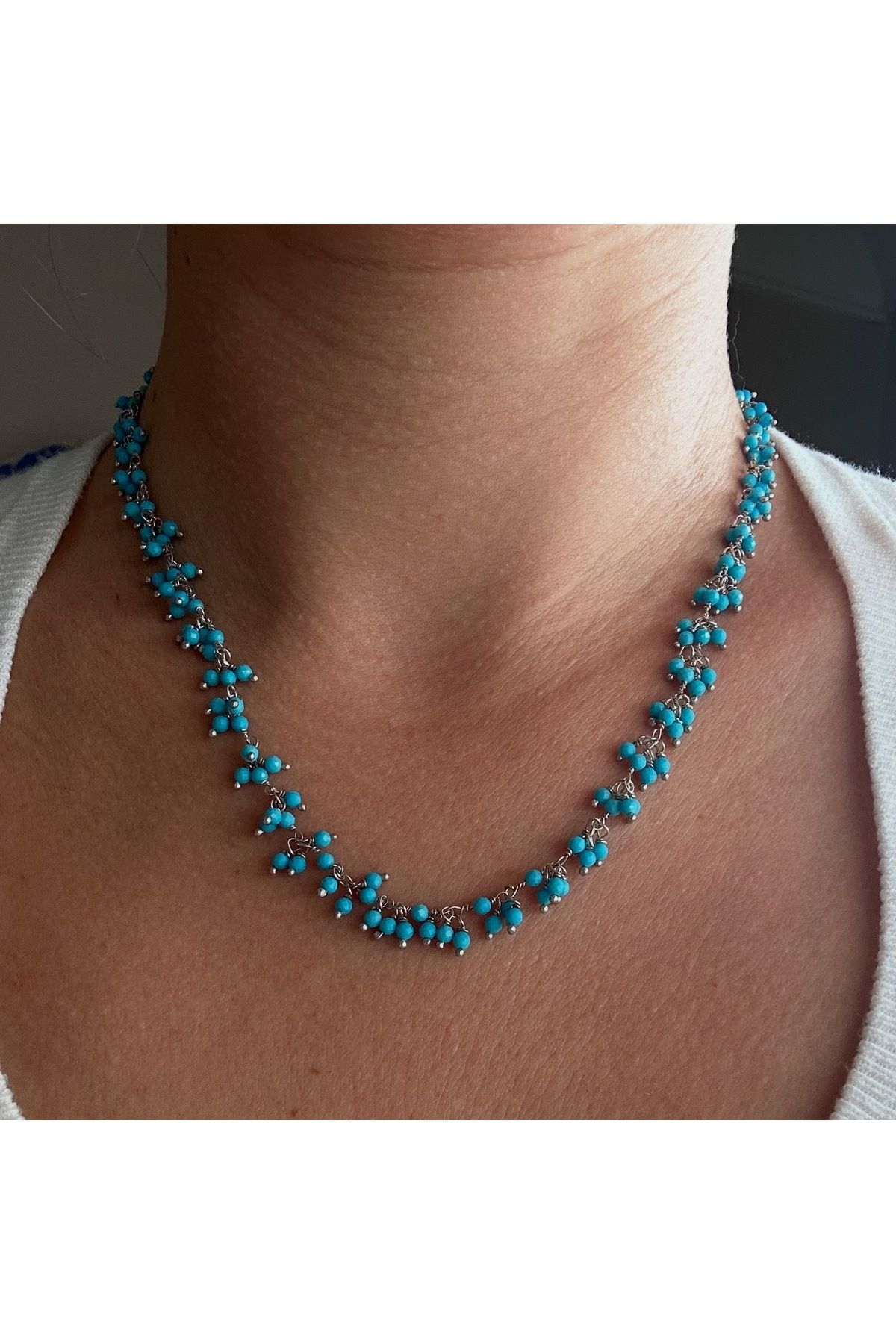 MELYS JEWEL Gümüş Turkuaz Zincir Kolye
