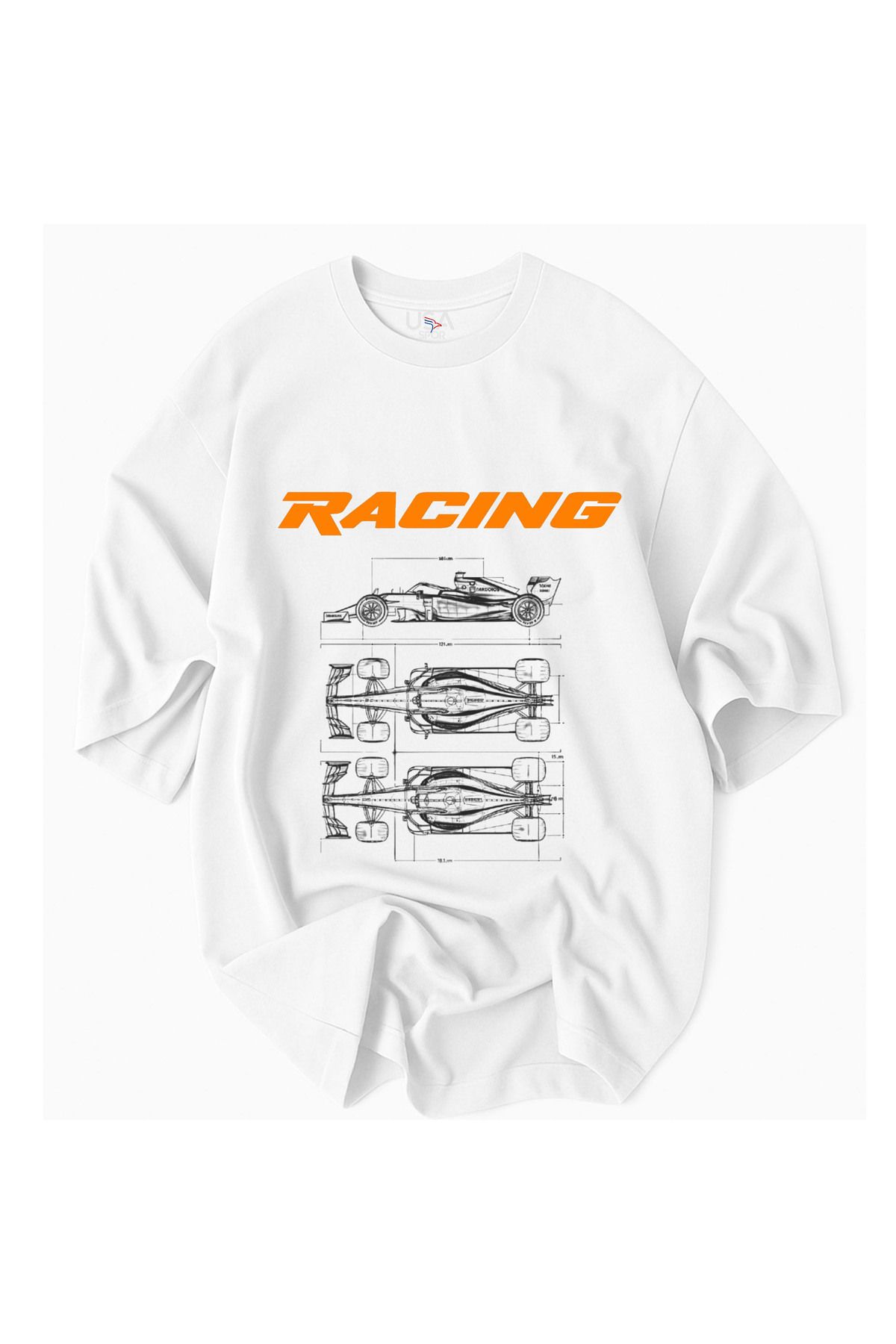 JDM Racıng Formula Teknik Çizim Tasarım RACING tasarım %100 Pamuklu Premium T-Shirt