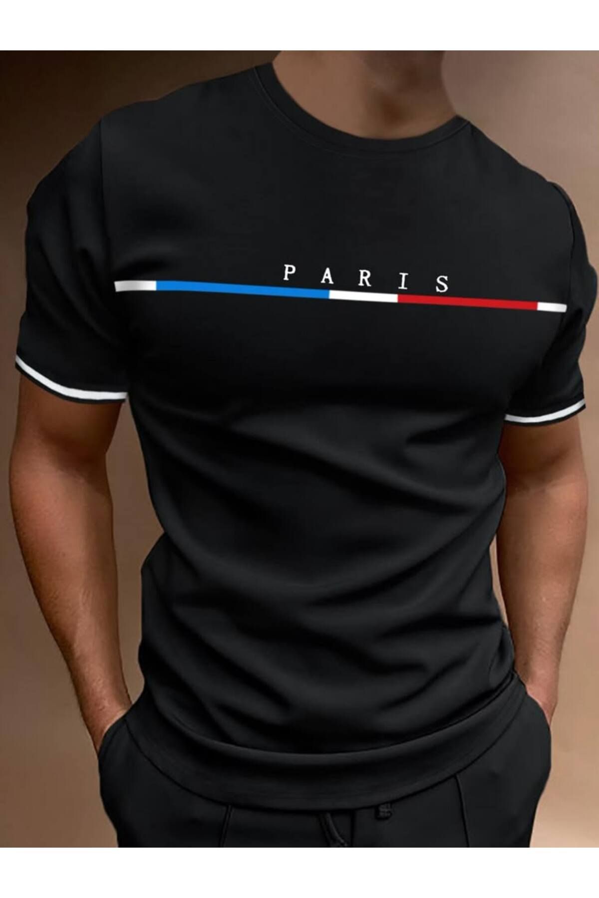 VESTIR BIEN Paris Baskılı Siyah %100 Pamuk T-shirt