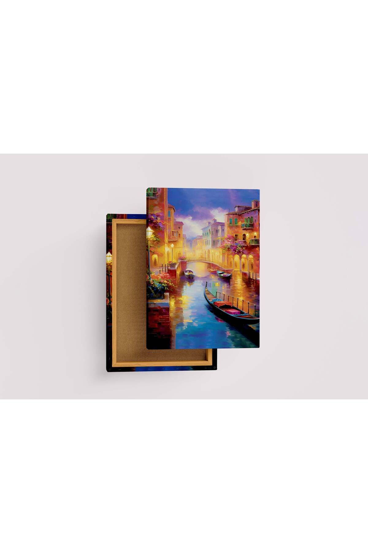 Wallivo night view, river, art, kanvas tablo