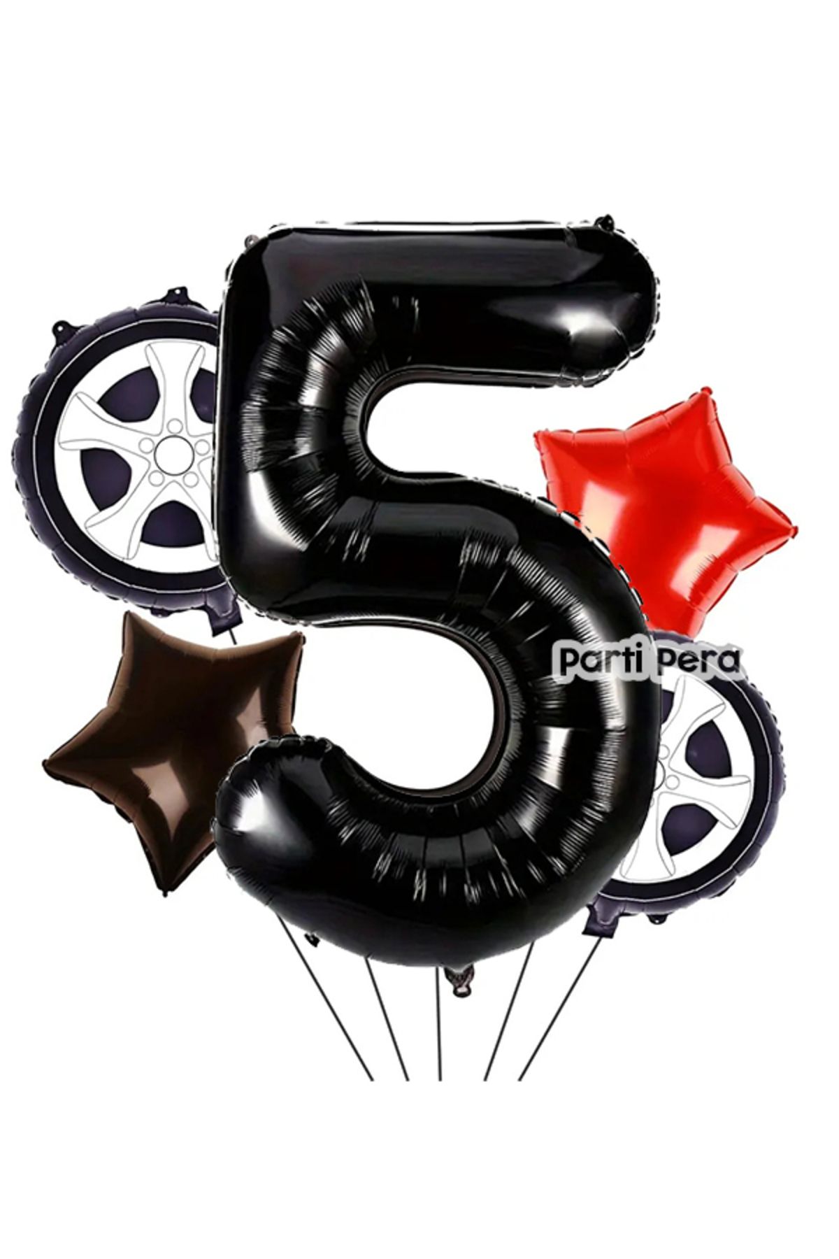 parti pera Yarış Konsept Uyumlu Siyah Rakam Folyo Balon Yıldız Folyo Balon Tekerlek Folyo Balon Seti