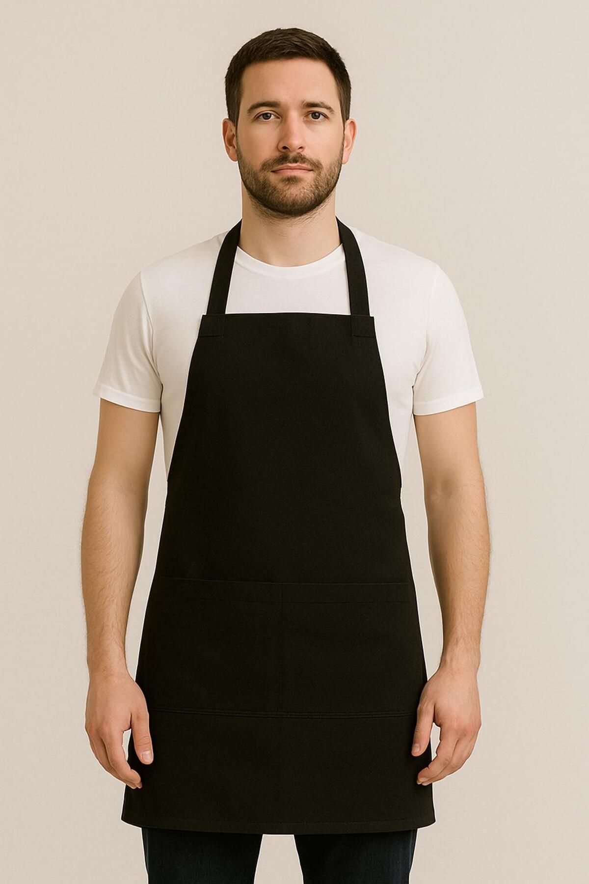 GTB BUTİK Cepli Şef Garson Kafe Aşçı Barista Siyah Önlük Mutfak Önlüğü Masterchef Apron Restaurant