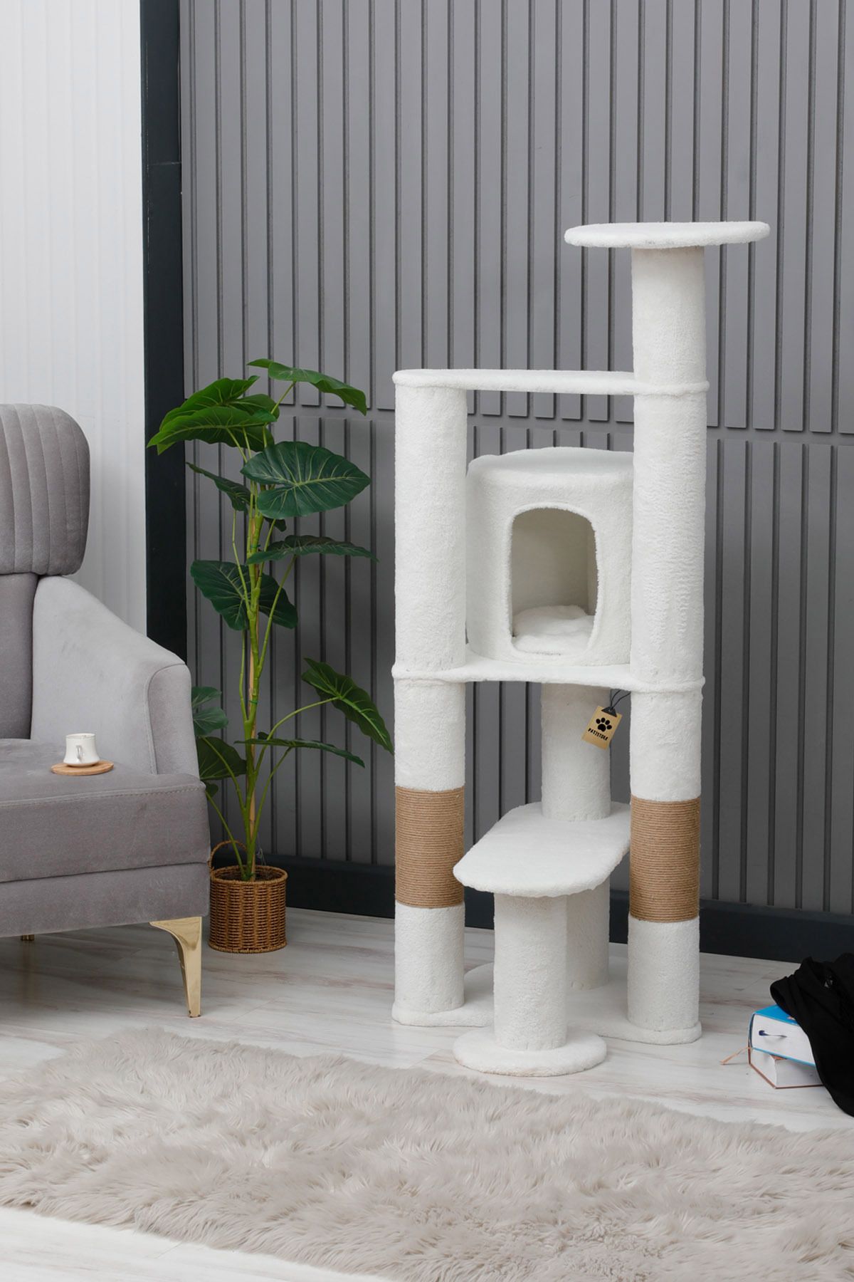 Pati Store Kedi Evi, Kedi Yuvası, Kedi Oyun Evi - Moskova Beyaz