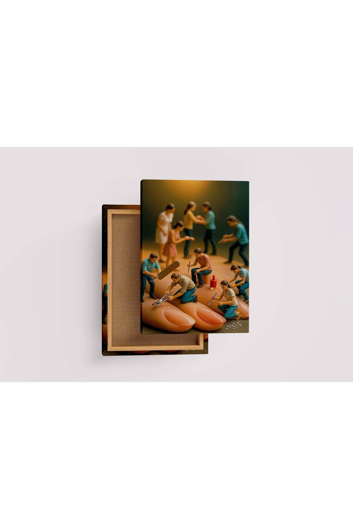 Wallivo ai creation, miniature nail workers, ai art, art, kanvas tablo