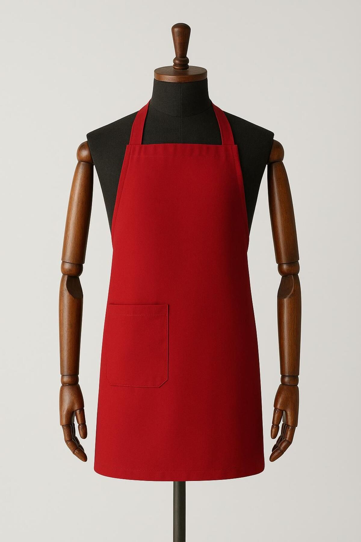 GTB BUTİK Kırmızı Cepli Şef Garson Kafe Aşçı Barista Siyah Önlük Mutfak Önlüğü Masterchef Apron Unisex