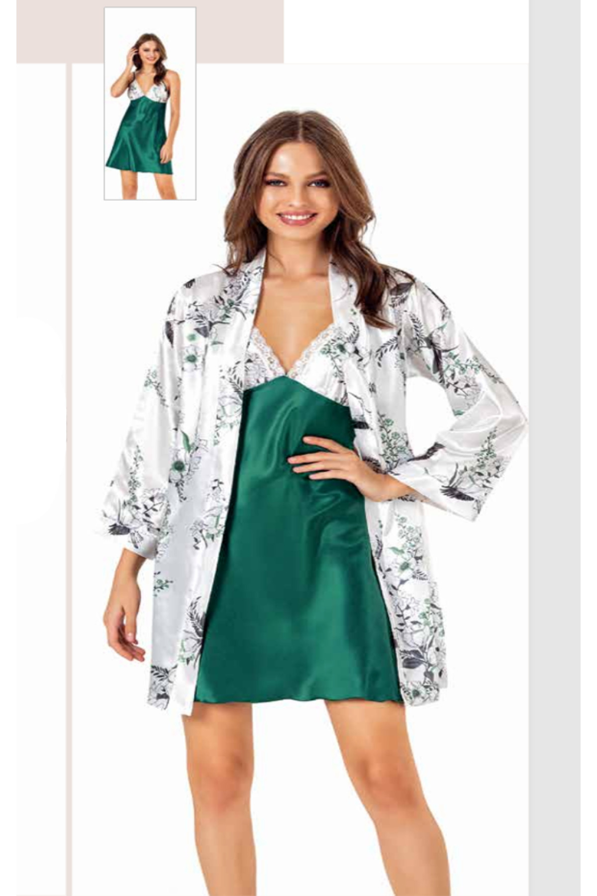 Genel Markalar İç Giyim MOONGİRL Saten Kısa İkili Gecelik Takım