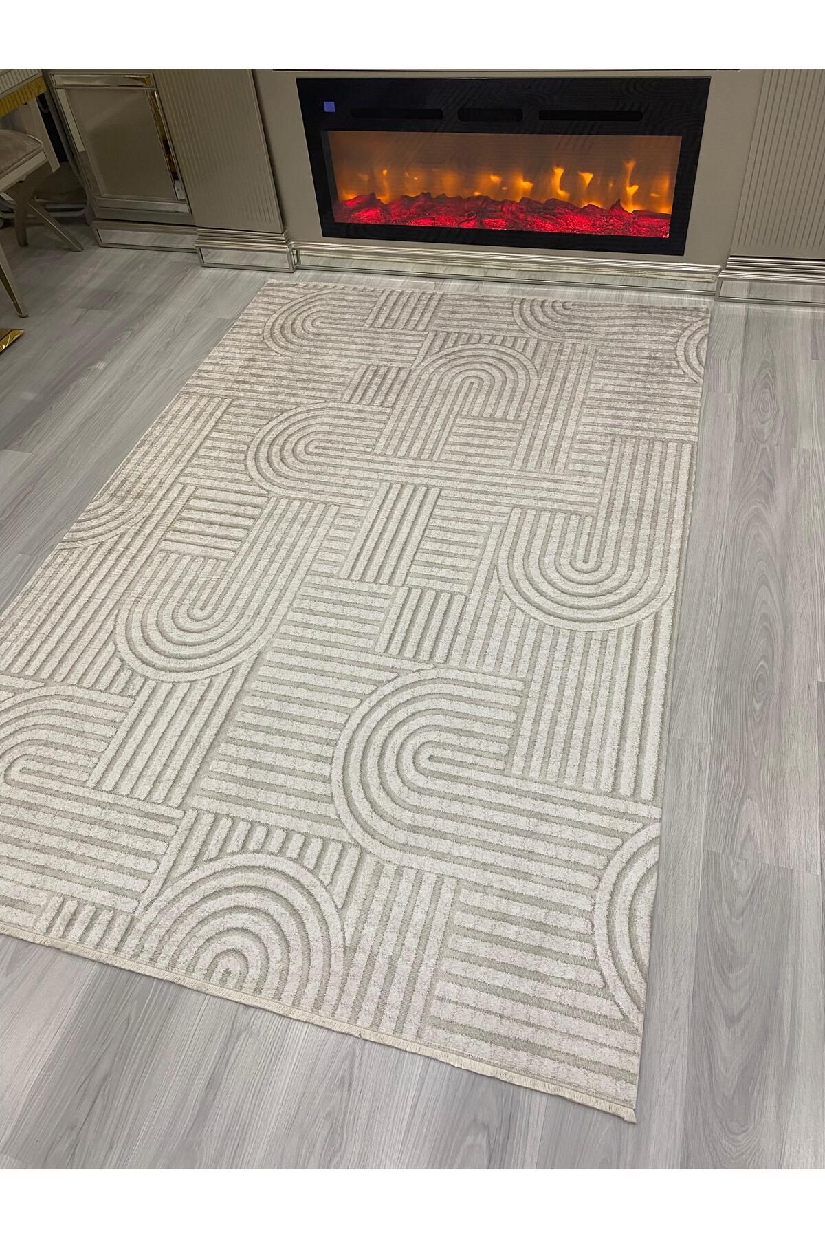 NEU HAUS Makinede Yıkanabilir Halı Kaymaz Taban Salon ve Oturma odası Halısı Dijital Baskı İnce Ev Halısı