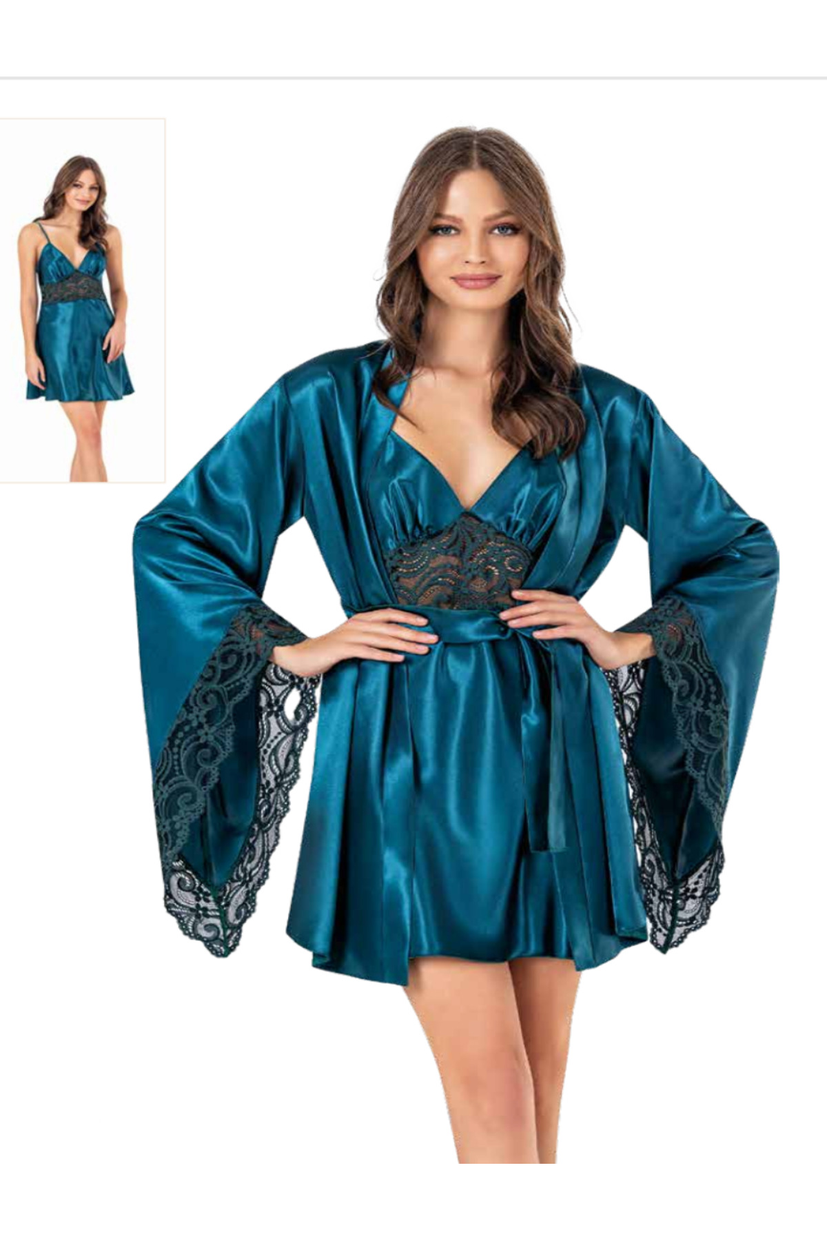 Genel Markalar İç Giyim MOONGİRL Saten Kısa İkili Gecelik Takım