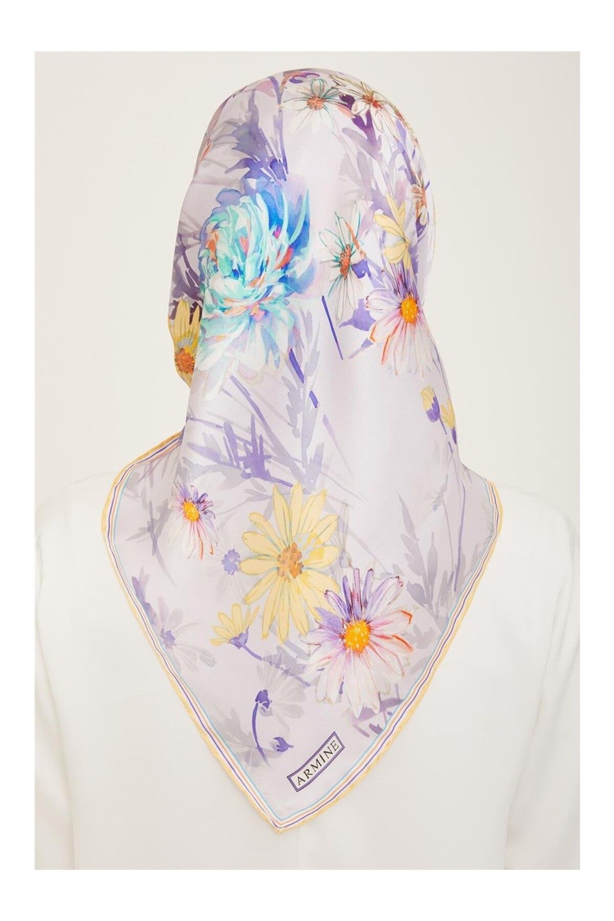 Armine Sura İpek Eşarp 9129D (S ) 90 x 90 Lila -85