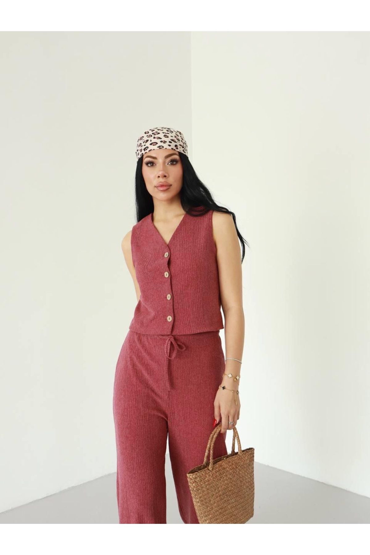 Ekim Store Düğmeli Yelek Pantolon İkili Takım