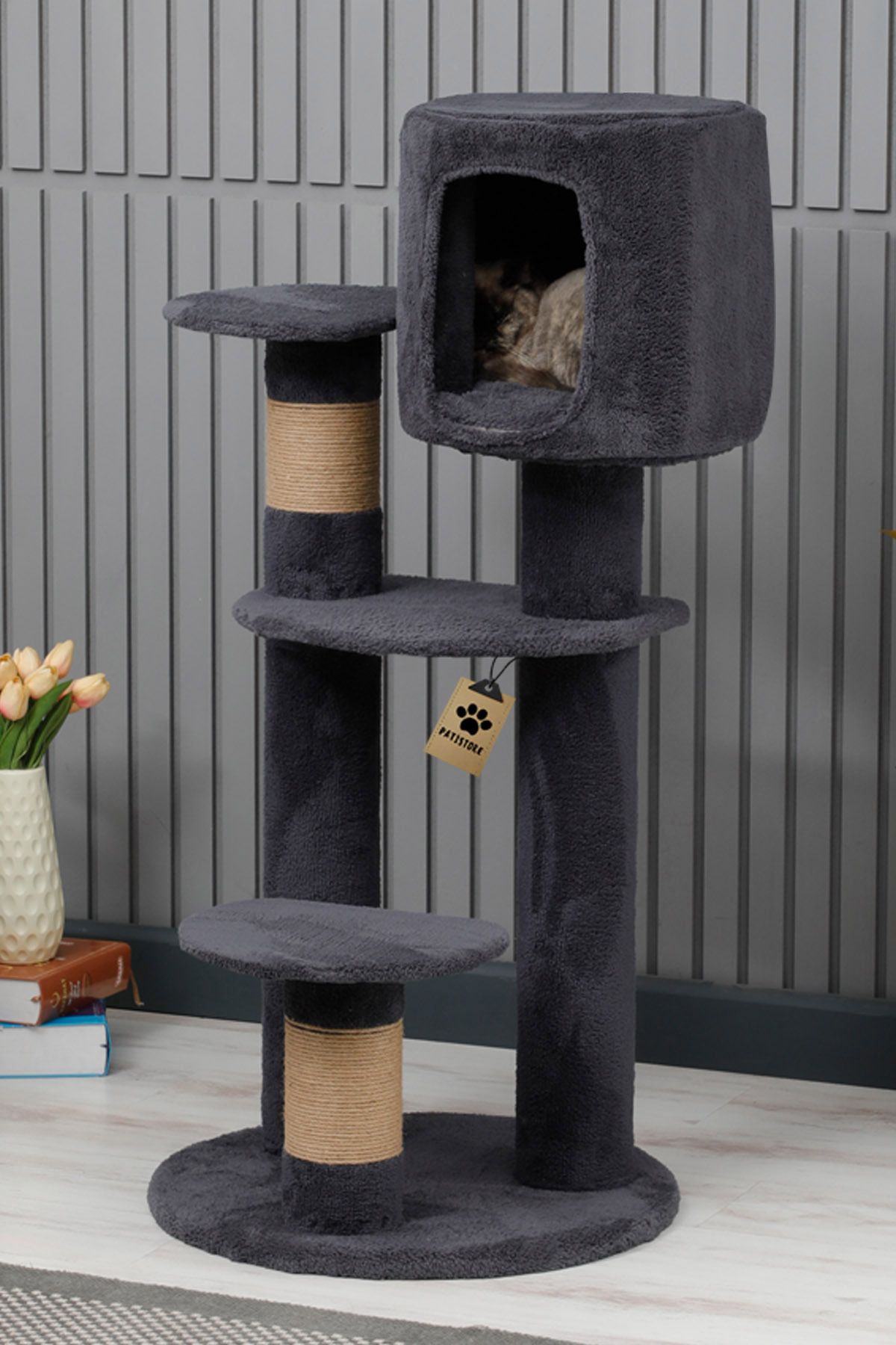 Pati Store Kedi Evi, Kedi Oyun Evi, Kedi Tırmalama - Colombo Antrasit