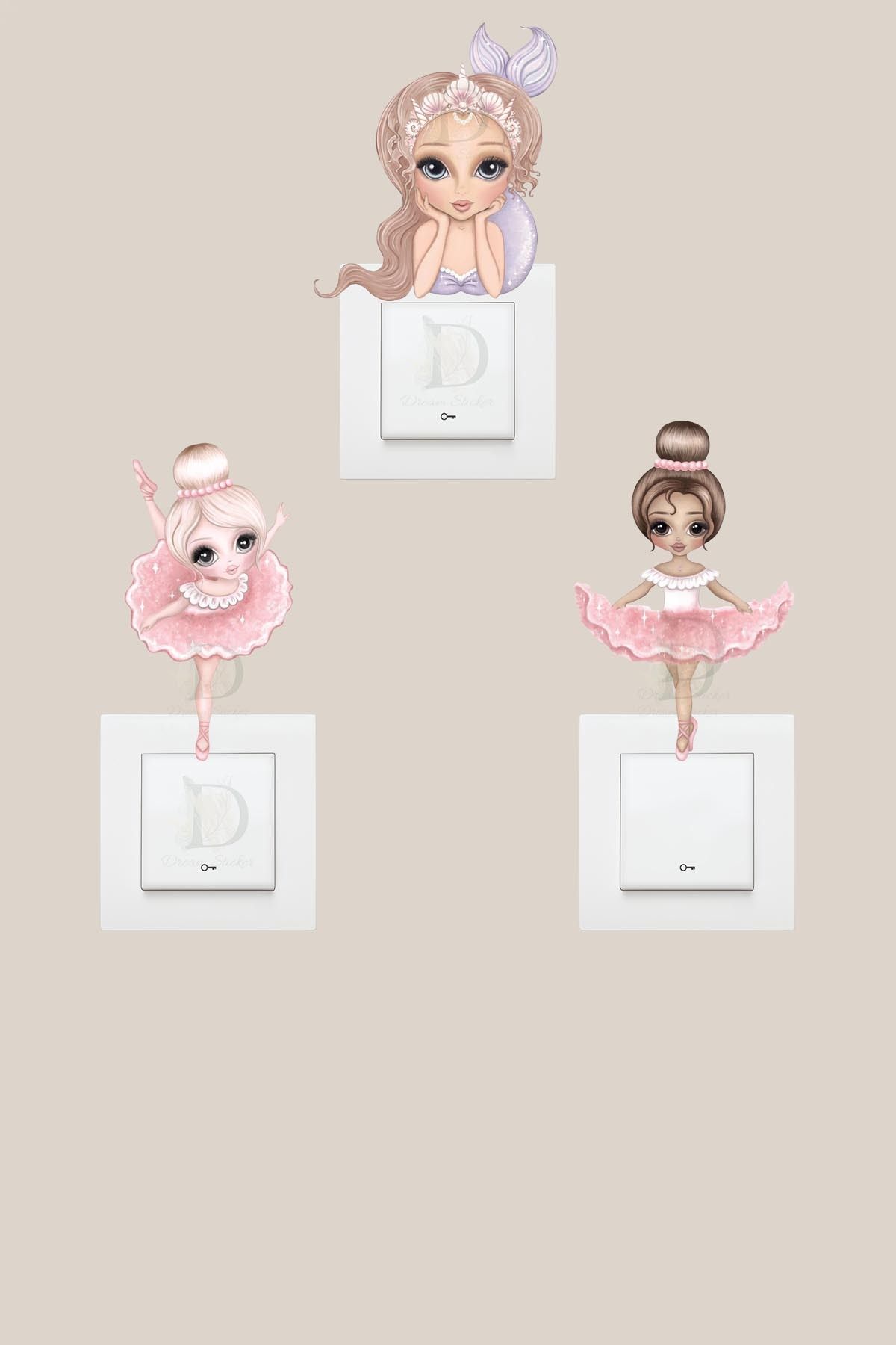 KT Decor Peri Koleksoynu 3'lü Priz Sticker Seti