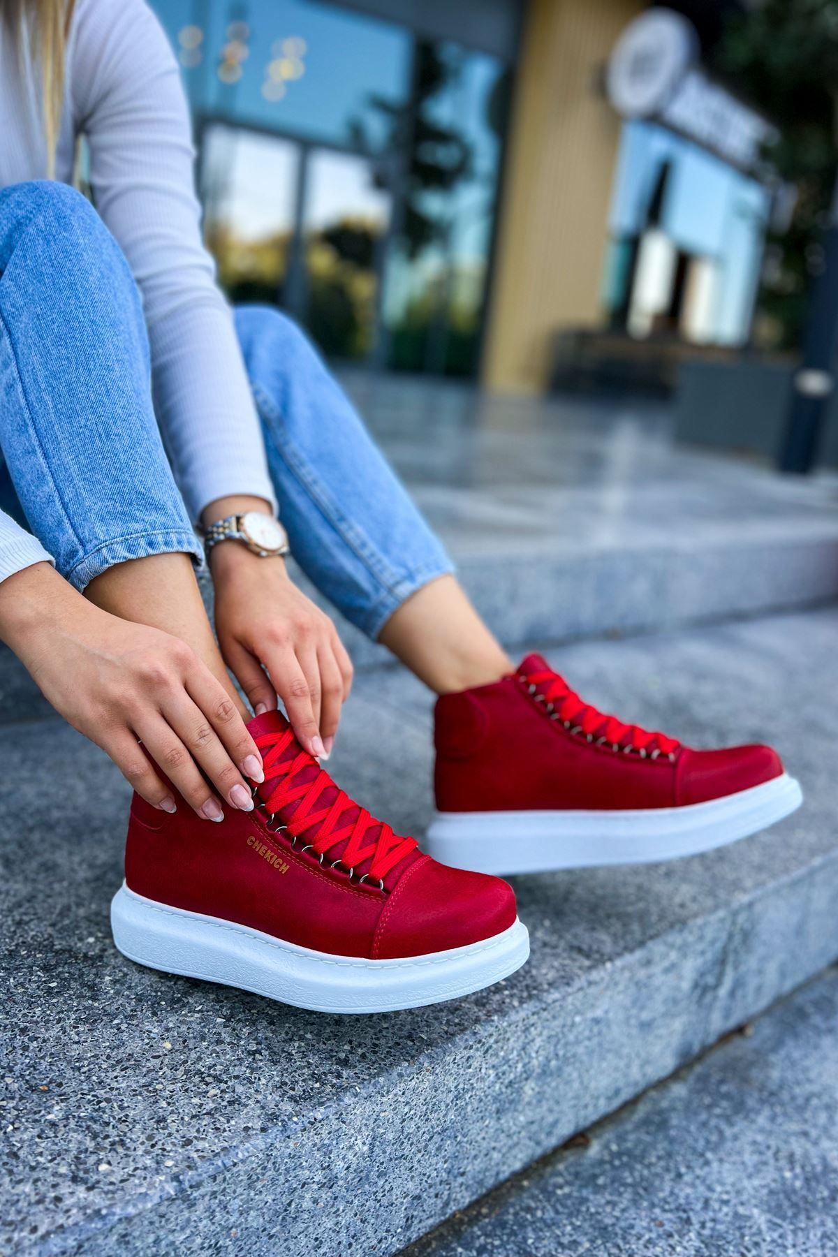 onlinebutik CH258 CBT Roma Kadın Bot KIRMIZI