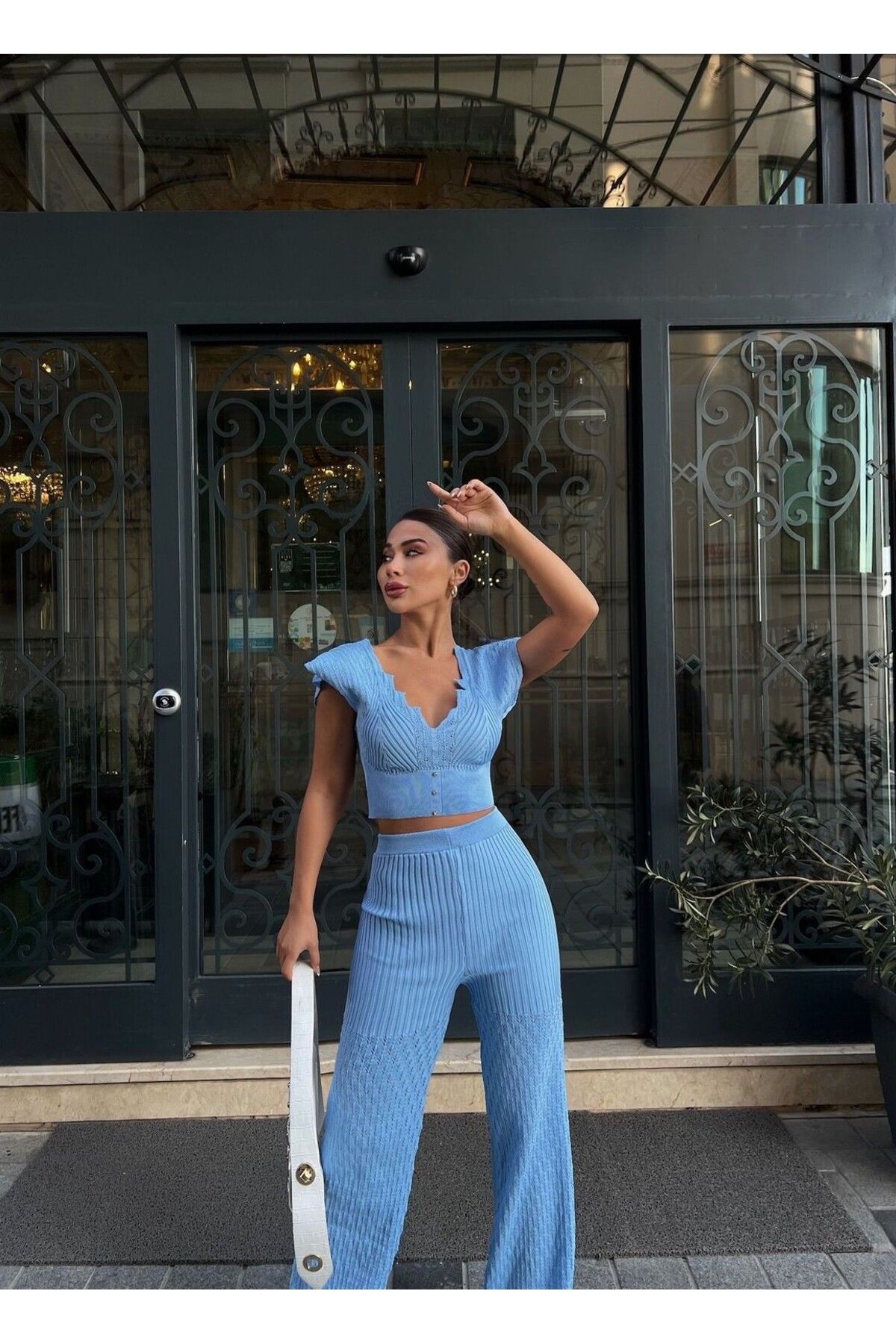 ADENLİNA Crop Pantolonlu Triko Takım