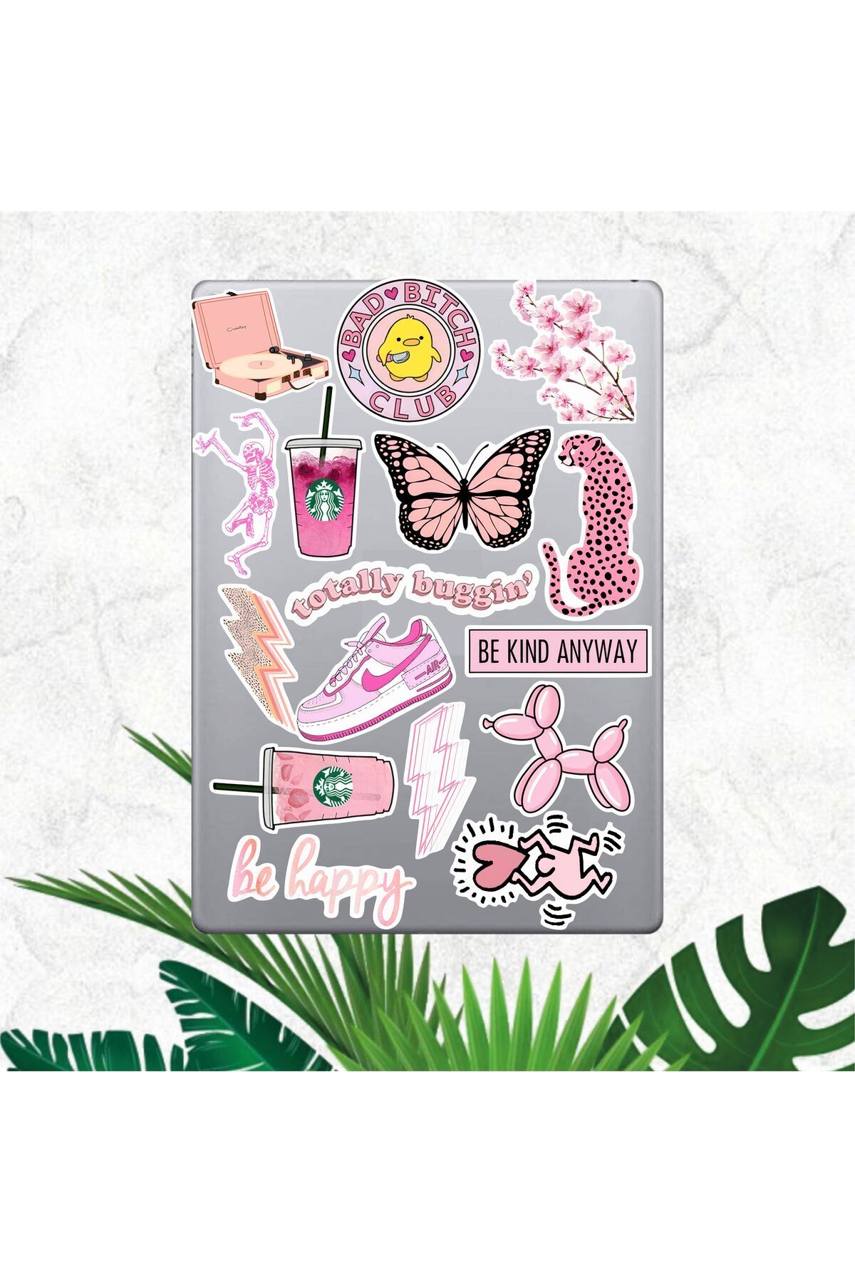 hediyenebak Pembe Temalı Sticker Seti | Laptop Ajanda Pc Tablet Telefon Defter Etiket Bullet Journal