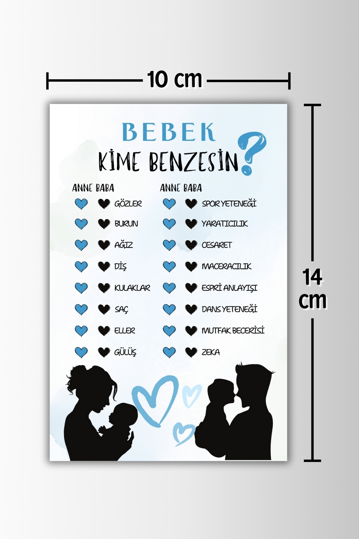 Metranya Cinsiyet Belirleme Partisi Bebek Kime Benzesin? 15 Adet Baby Shower Hediye Süs Anı Hatıra Oyun Kartı fotoğrafı 2 (önizleme)