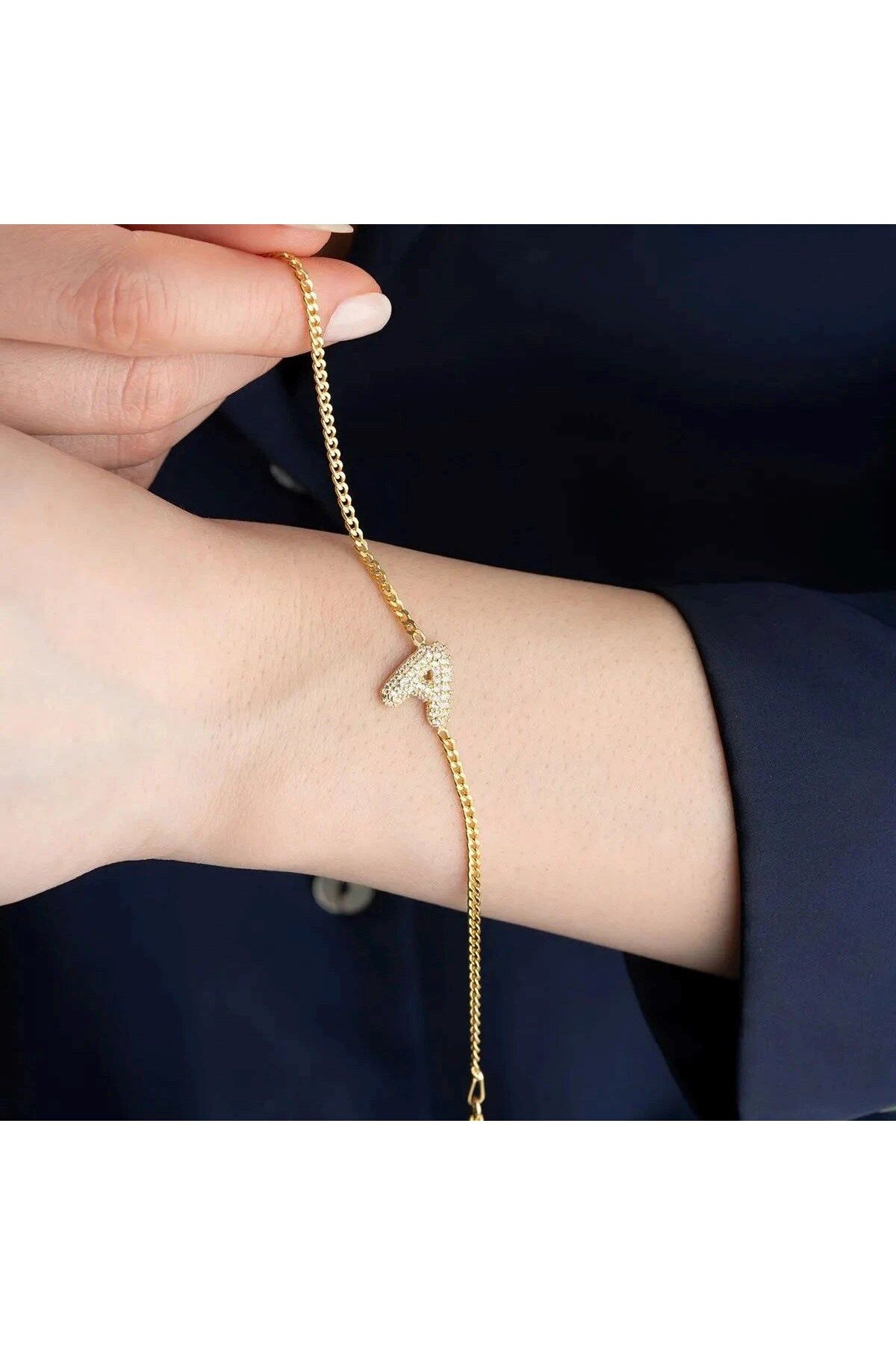 beonejewelry TAŞLI BALON HARF BİLEKLİK | 925 GÜMÜŞ