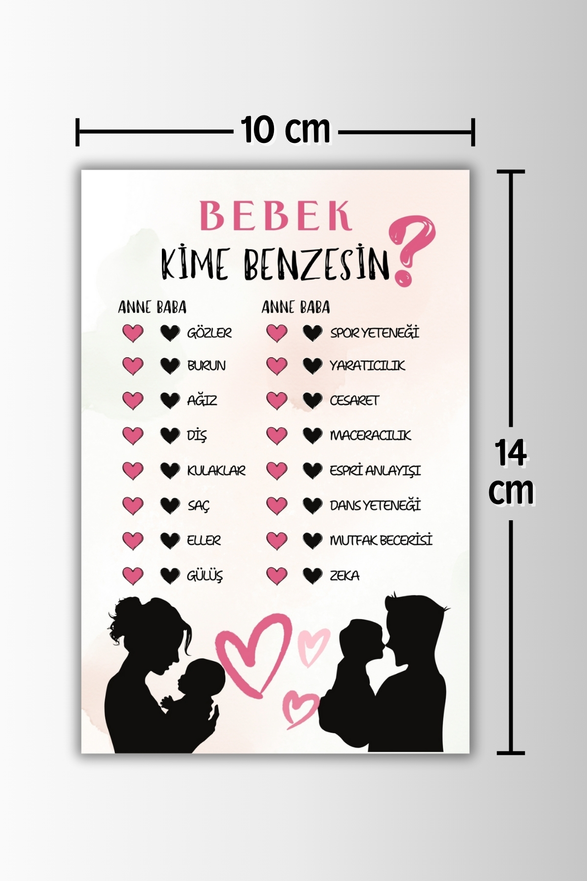 Metranya Cinsiyet Belirleme Partisi Bebek Kime Benzesin? 15 Adet Baby Shower Hediye Süs Anı Hatıra Oyun Kartı fotoğrafı 2 (önizleme)