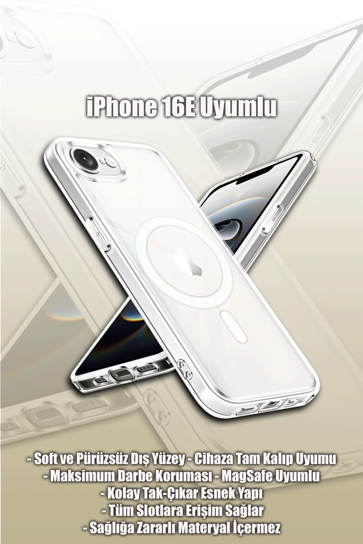 mobrika iPhone 16E Magneticsafe Şeffaf Silikon Telefon Kılıfı
