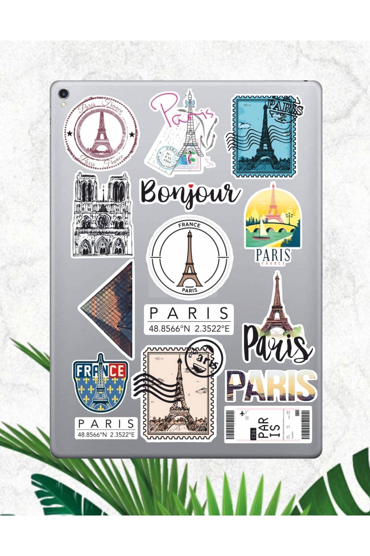 hediyenebak Paris Fransa Sticker Seti | Laptop Ajanda Pc Tablet Telefon Defter Etiket Bullet Journal