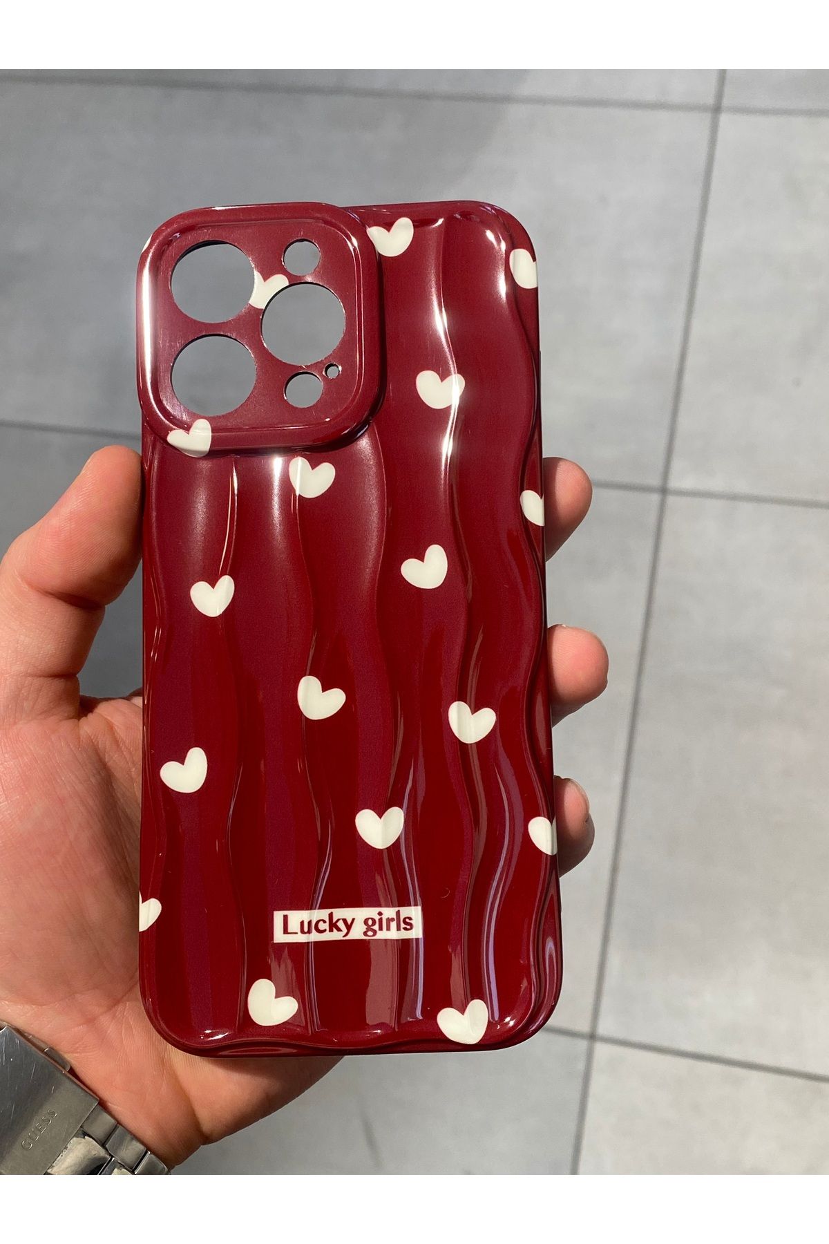 Mee.co İphone 16 Pro Max Uyumlu Kalp Desenli Lucky Girls Silikon Kılıf