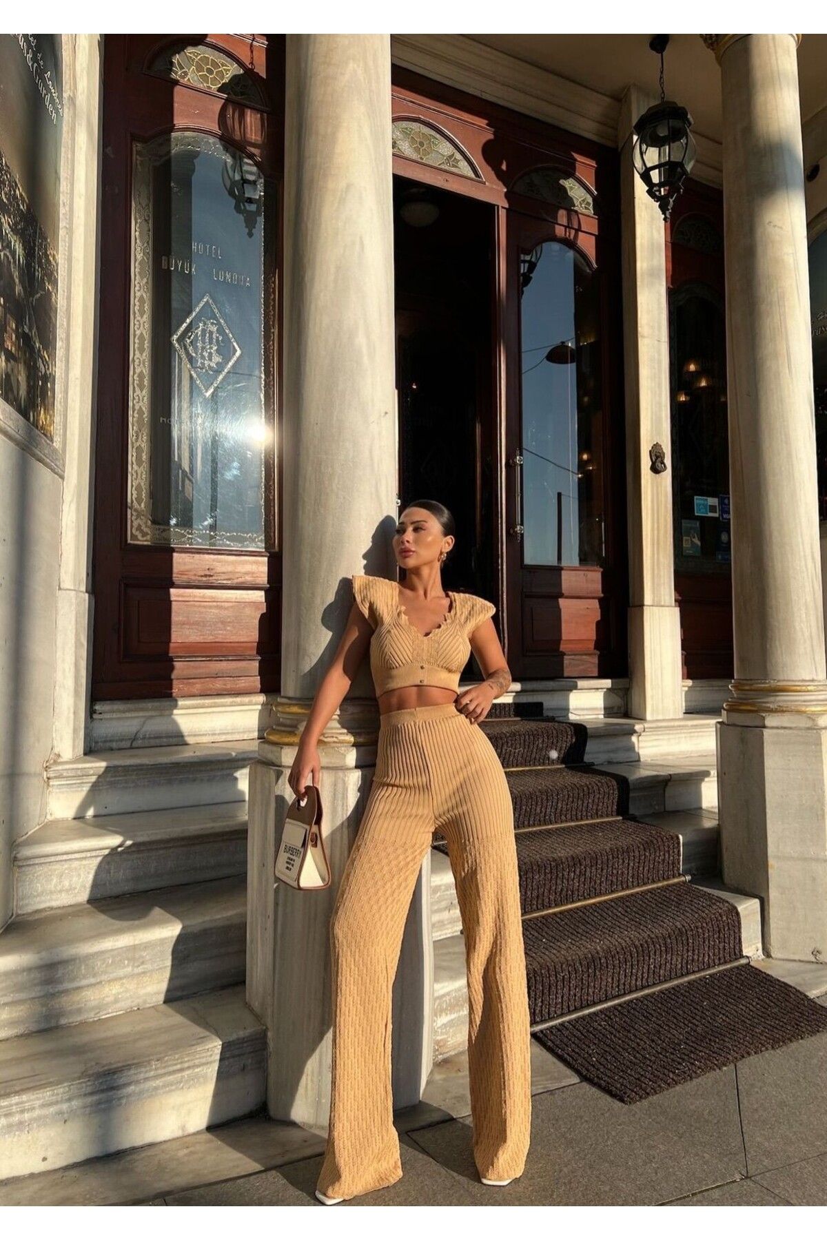 ADENLİNA Crop Pantolonlu Triko Takım