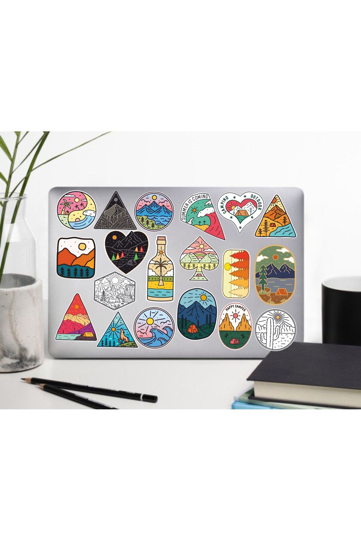 hediyenebak Outdoor Kamp Sticker Seti | Laptop Ajanda Pc Tablet Telefon Defter Etiket Bullet Journal