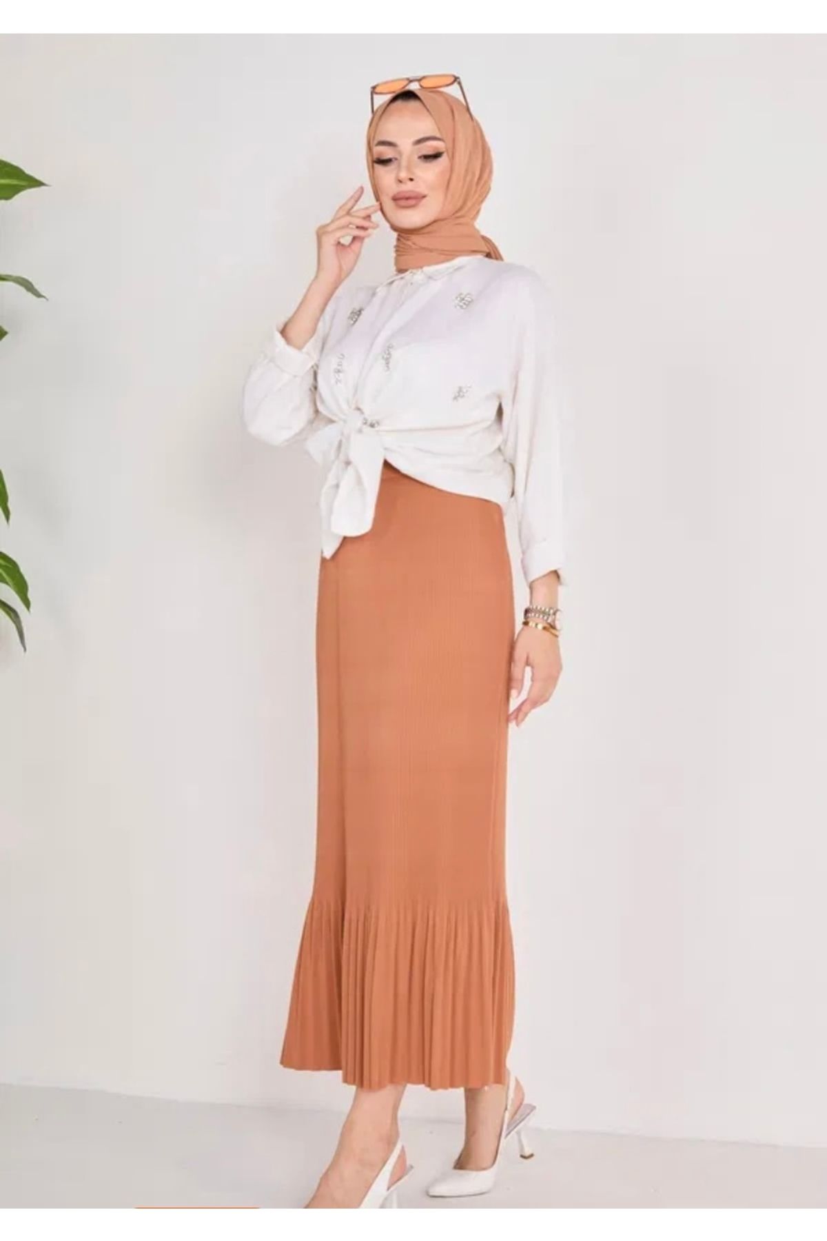 MODA Piliseli Etek Taba