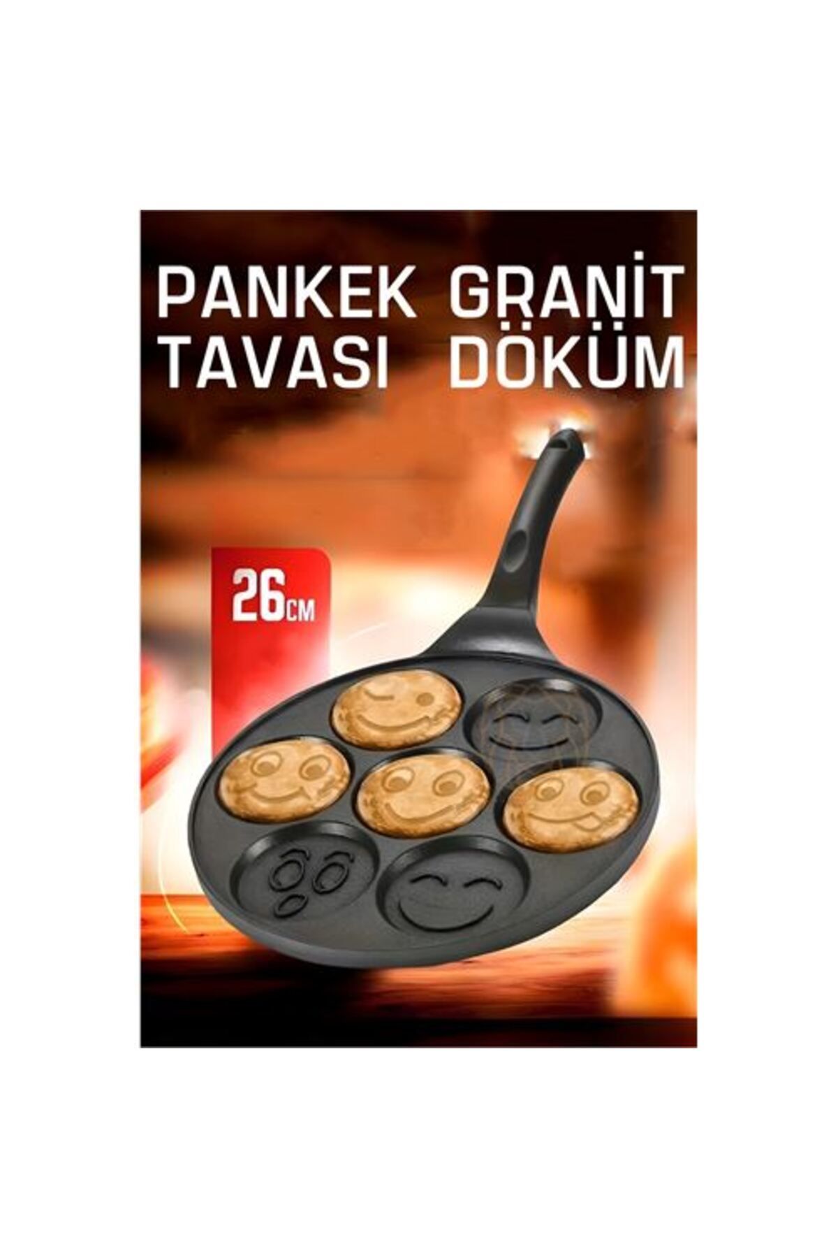 NEZADE STORE Pankek Tavası Granit Döküm Emoji