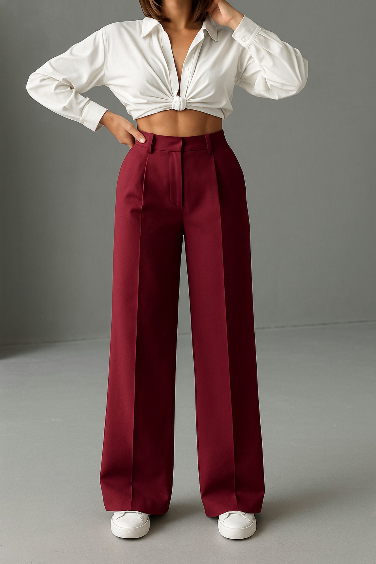 Rift Jeans Çift Pileli Yüksek Bel Palazzo Pantolon