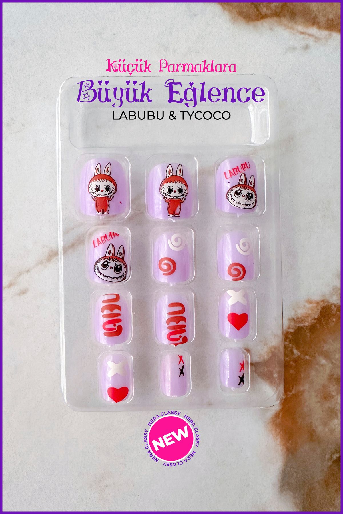 Nera Classy LABUBU & TYCOCO Çocuk Takma Tırnak Seti