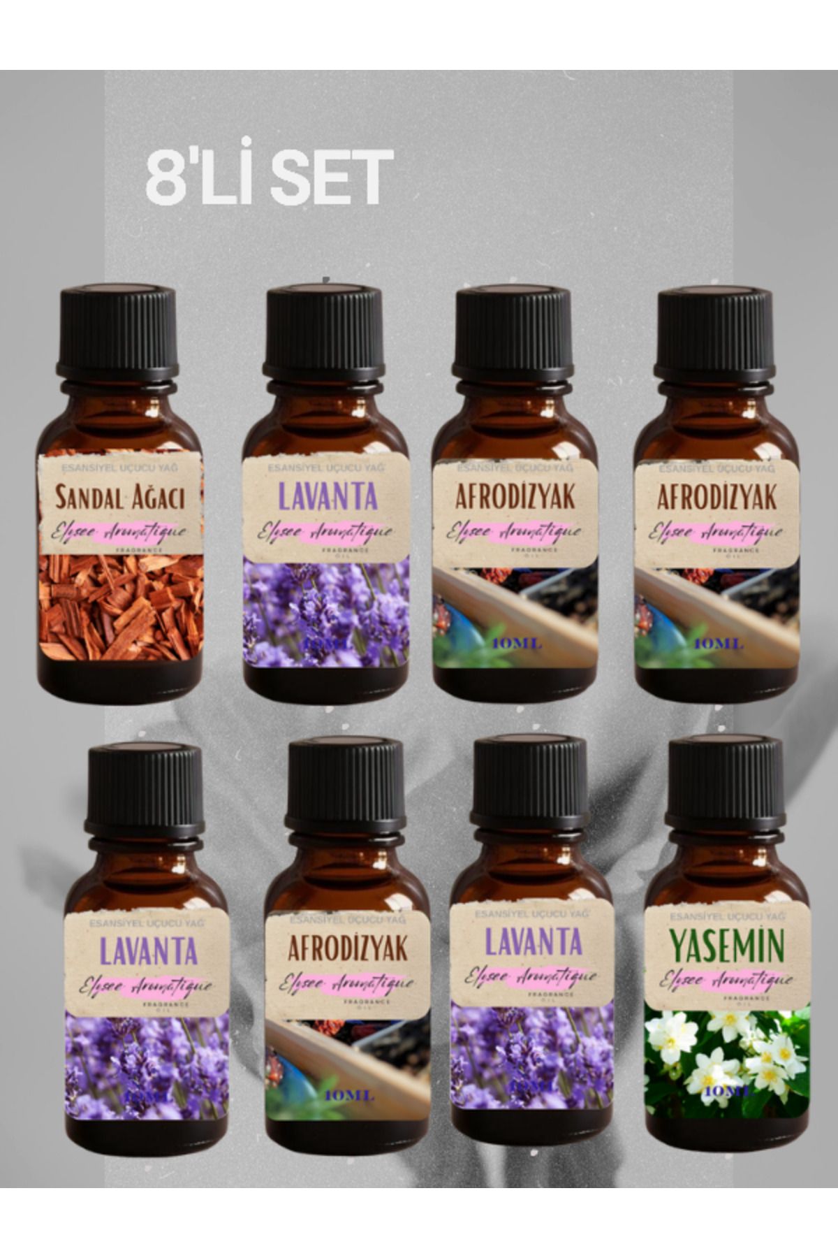 Elysee Aromatique 8'li Set Esansiyel Uçucu Koku Yağı Difüzör Esansı Buhurdanlık Yağı Aromaterapi Yağı