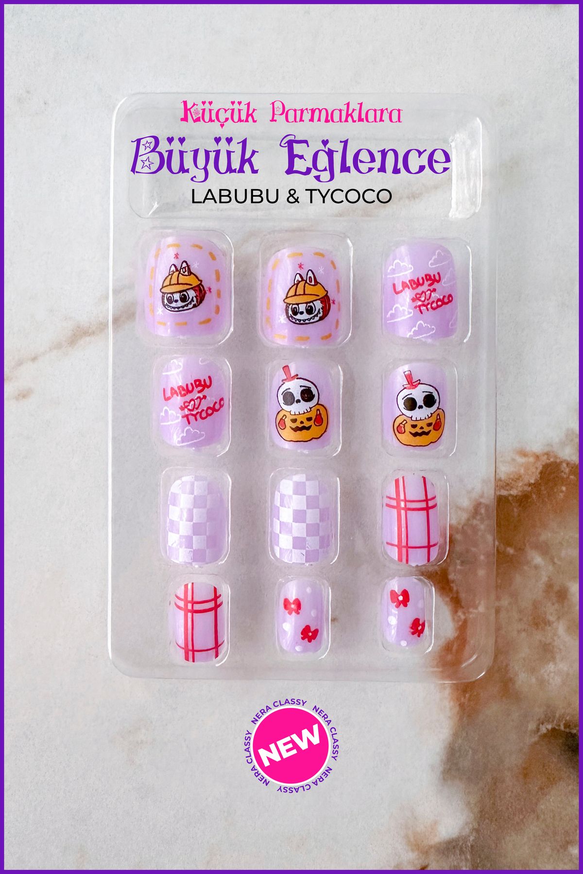 Nera Classy LABUBU & TYCOCO Çocuk Takma Tırnak Seti
