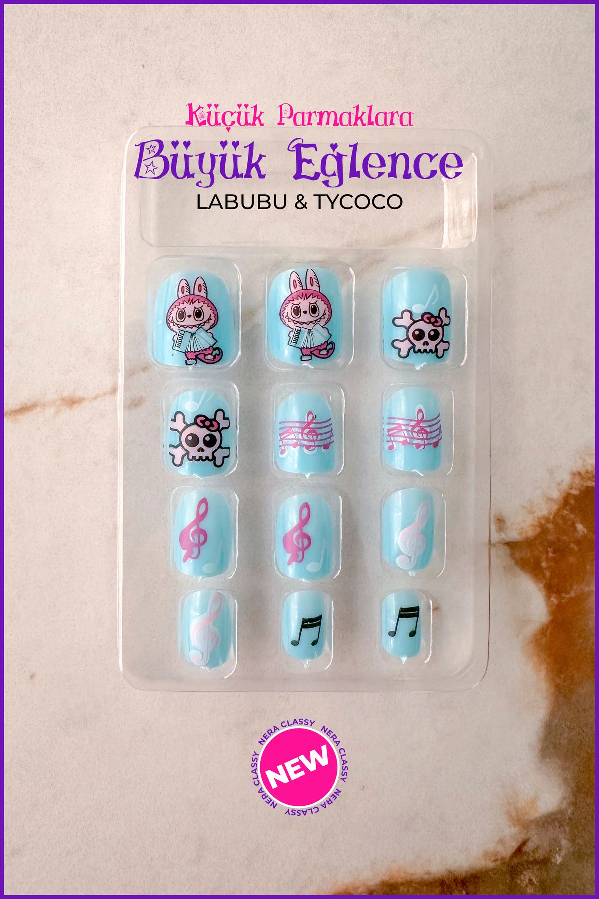 Nera Classy LABUBU & TYCOCO Çocuk Takma Tırnak Seti