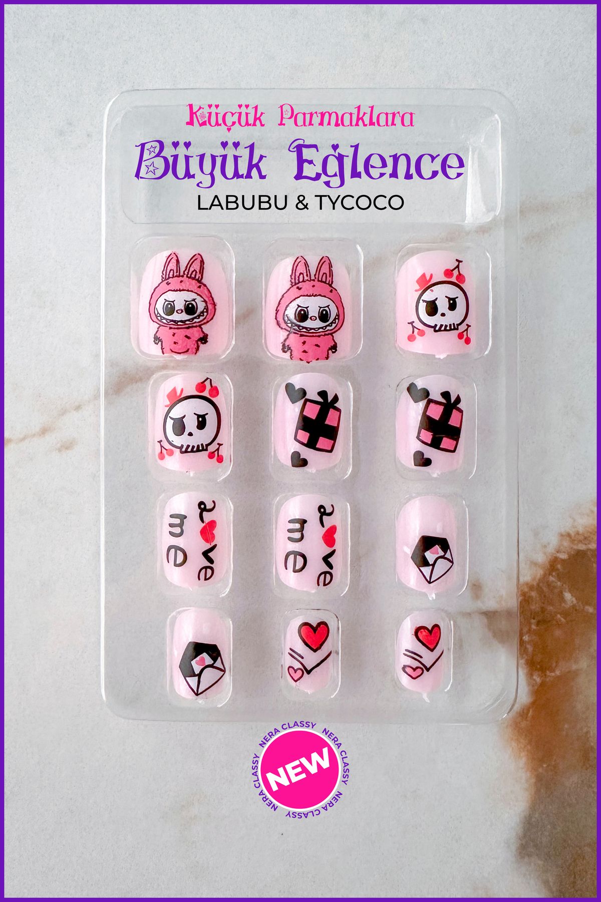 Nera Classy LABUBU & TYCOCO Çocuk Takma Tırnak Seti
