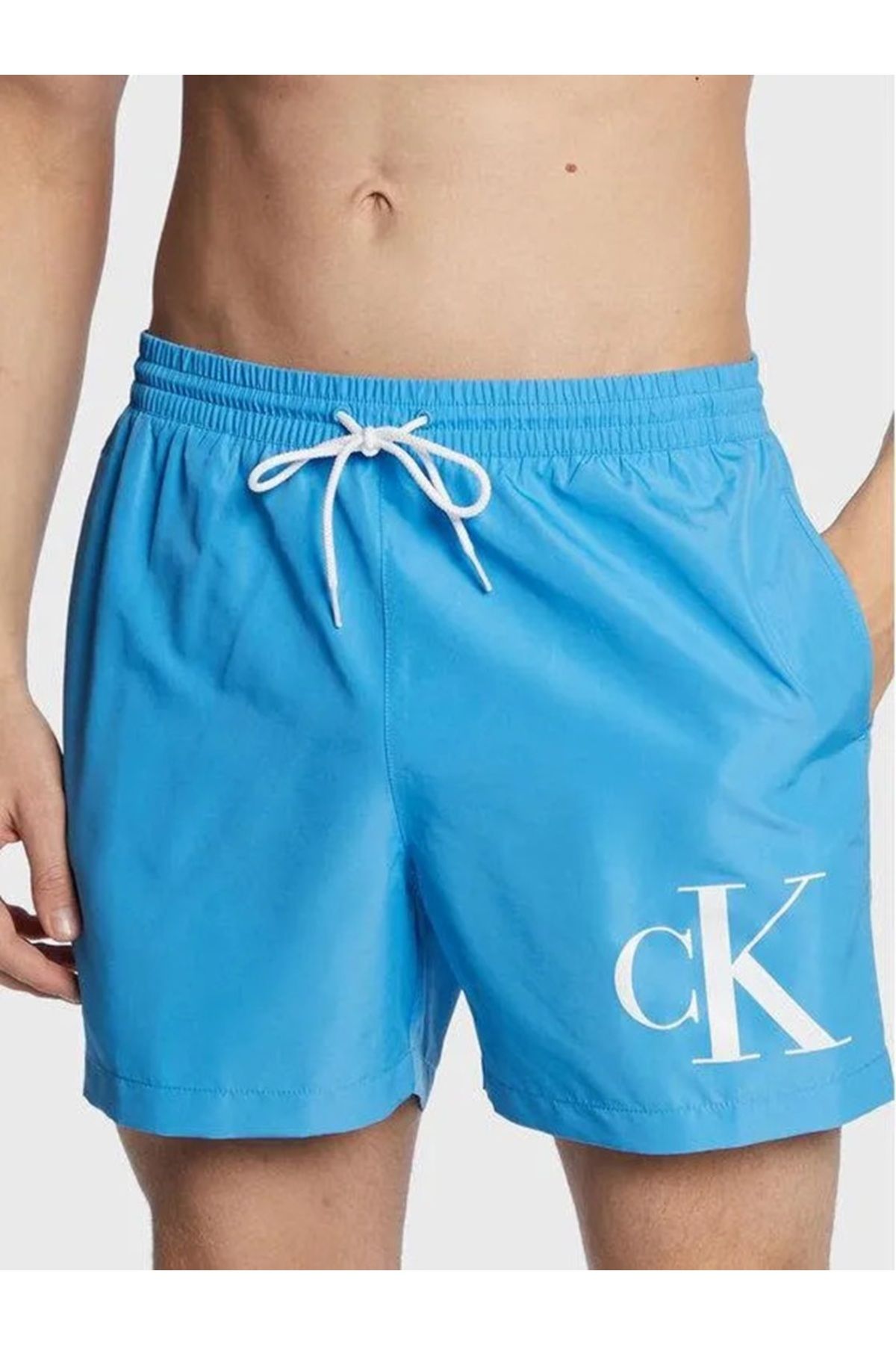 Calvin Klein Erkek Deniz Şortu Mavi Normal Kesim KM0KM00849