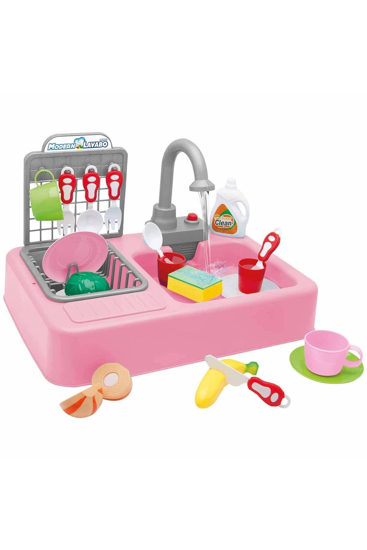Kayyum MODERN LAVABO PEMBE MUTFAK SETİ PİLLİ 3+
