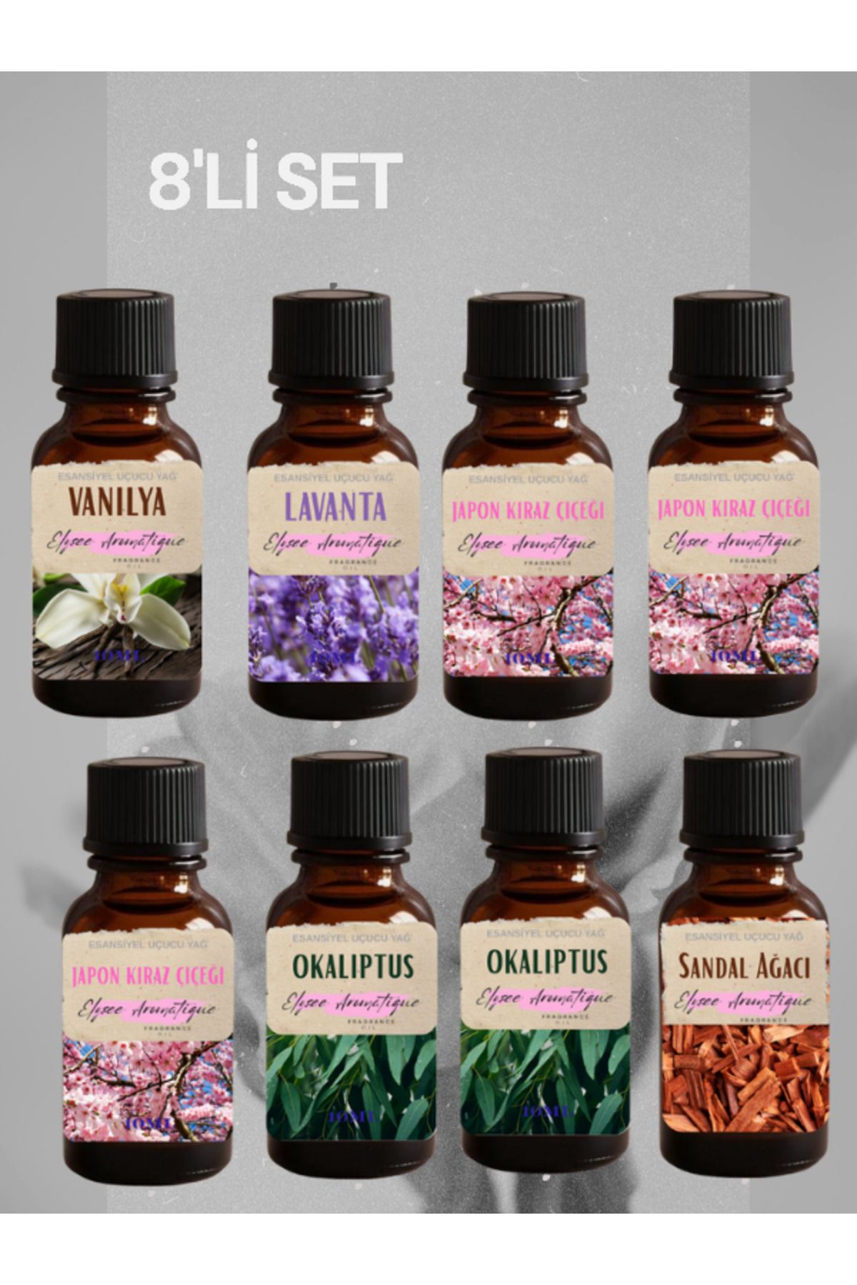 Elysee Aromatique 8'li Set Esansiyel Uçucu Koku Yağı Difüzör Esansı Buhurdanlık Yağı Aromaterapi Yağı
