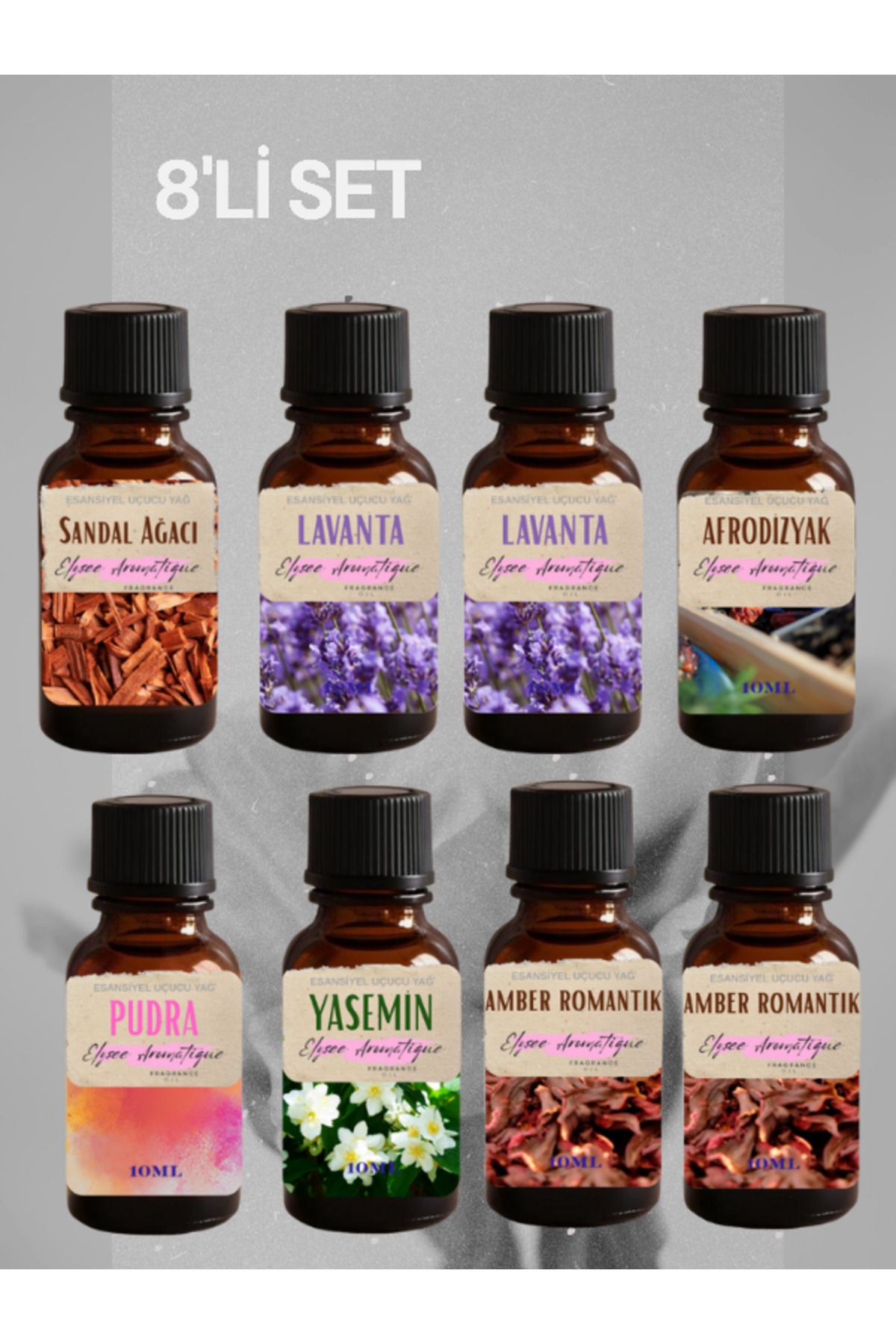 Elysee Aromatique 8'li Set Esansiyel Uçucu Koku Yağı Difüzör Esansı Buhurdanlık Yağı Aromaterapi Yağı