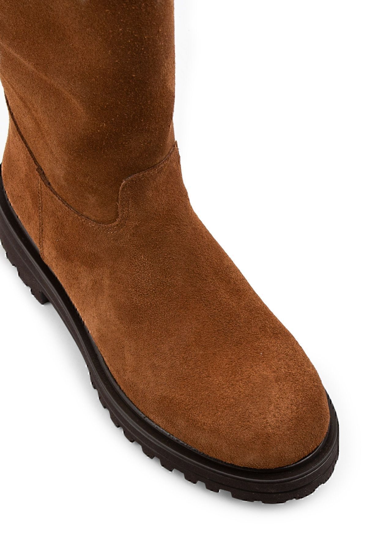 Deery-Cizme de damă din piele intoarsa autentica culoare bronzata 7