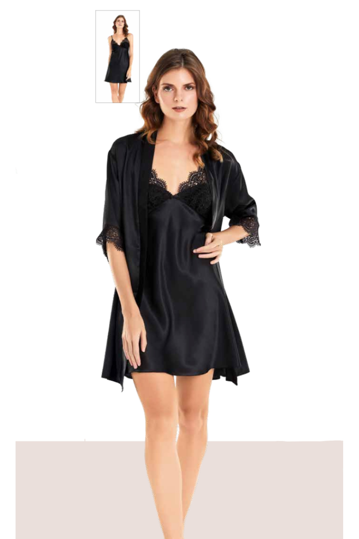 Genel Markalar İç Giyim MOONGİRL Saten Kısa İkili Gecelik Takım