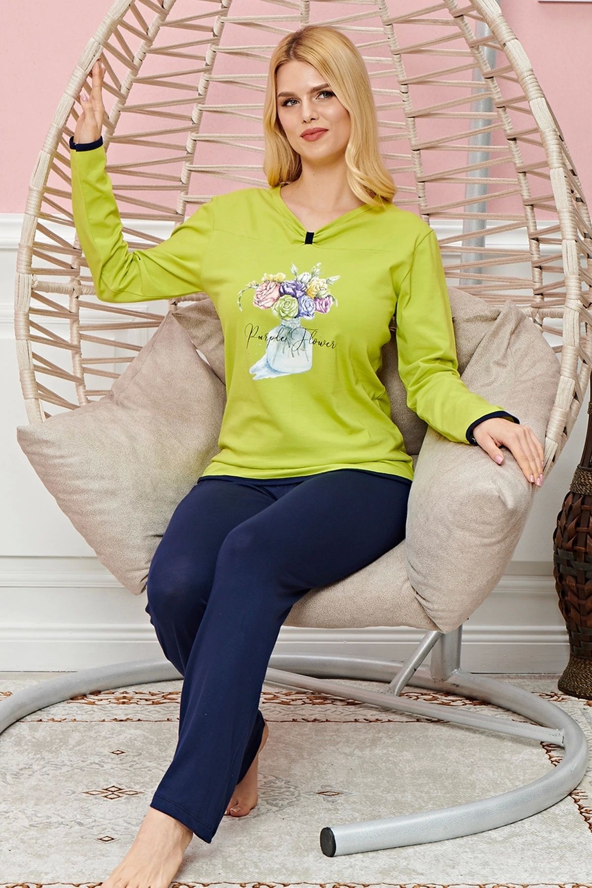 GiyimCity Uzun Kollu Pijama Takımı Model no 7573