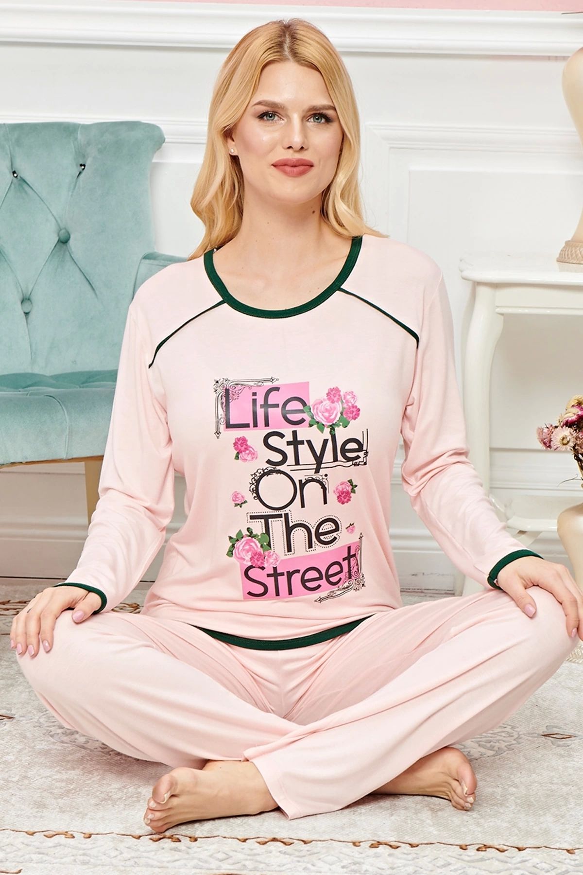 GiyimCity Uzun Kollu Pijama Takımı Model no 7613