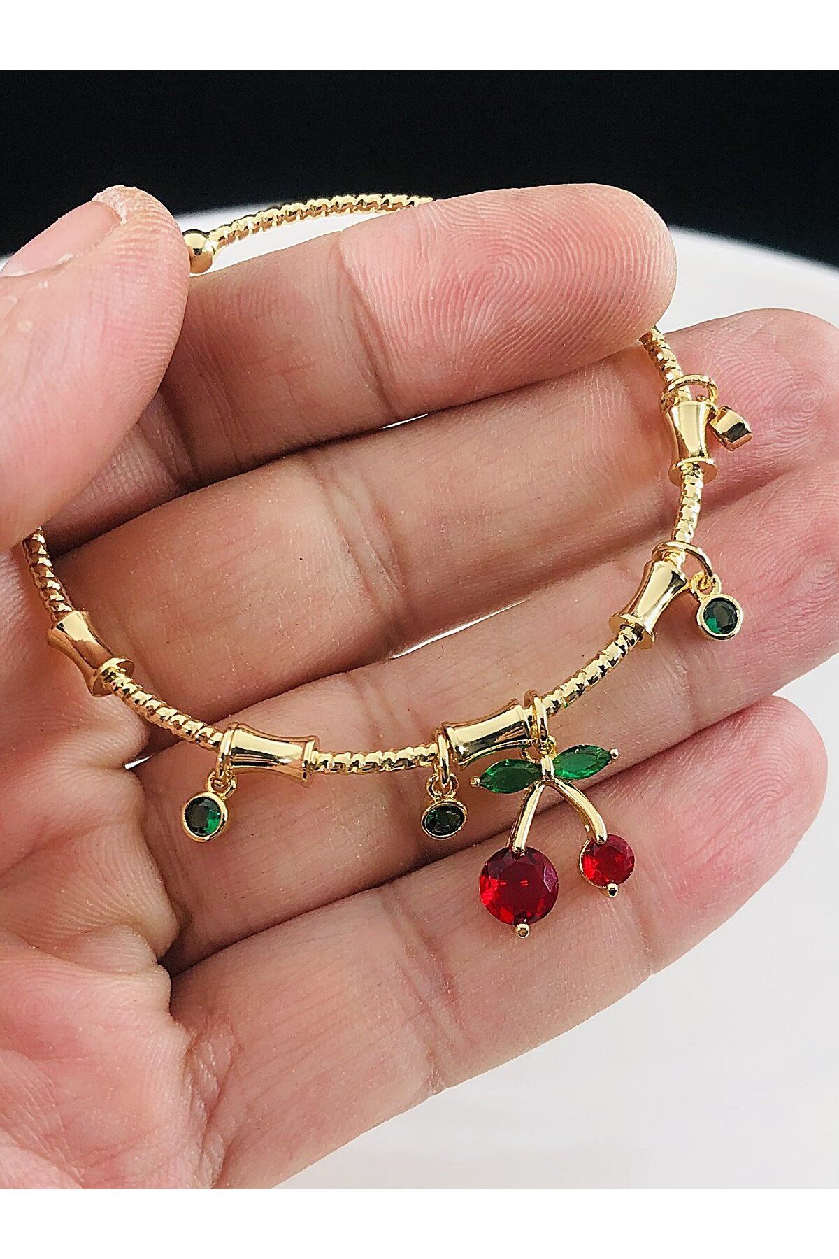 DS DİAMONDSHOP BİLEKLİK KİRAZ FİGÜRLÜ MODEL 14 K KAPLAMA YENİ SEZON BYBLK-202505974